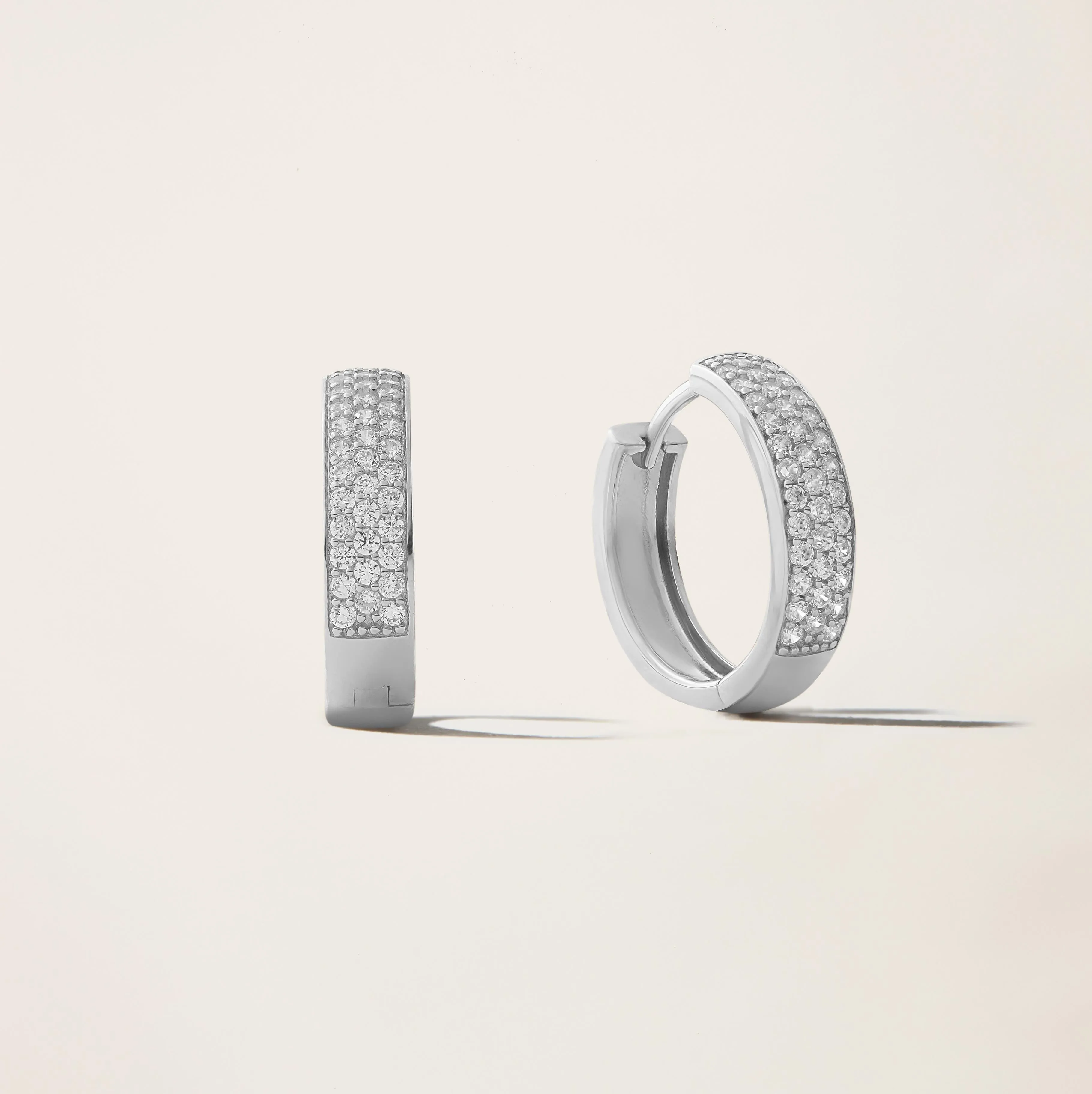 14k Solid Gold Diamond Micro Pavé Huggie Earrings