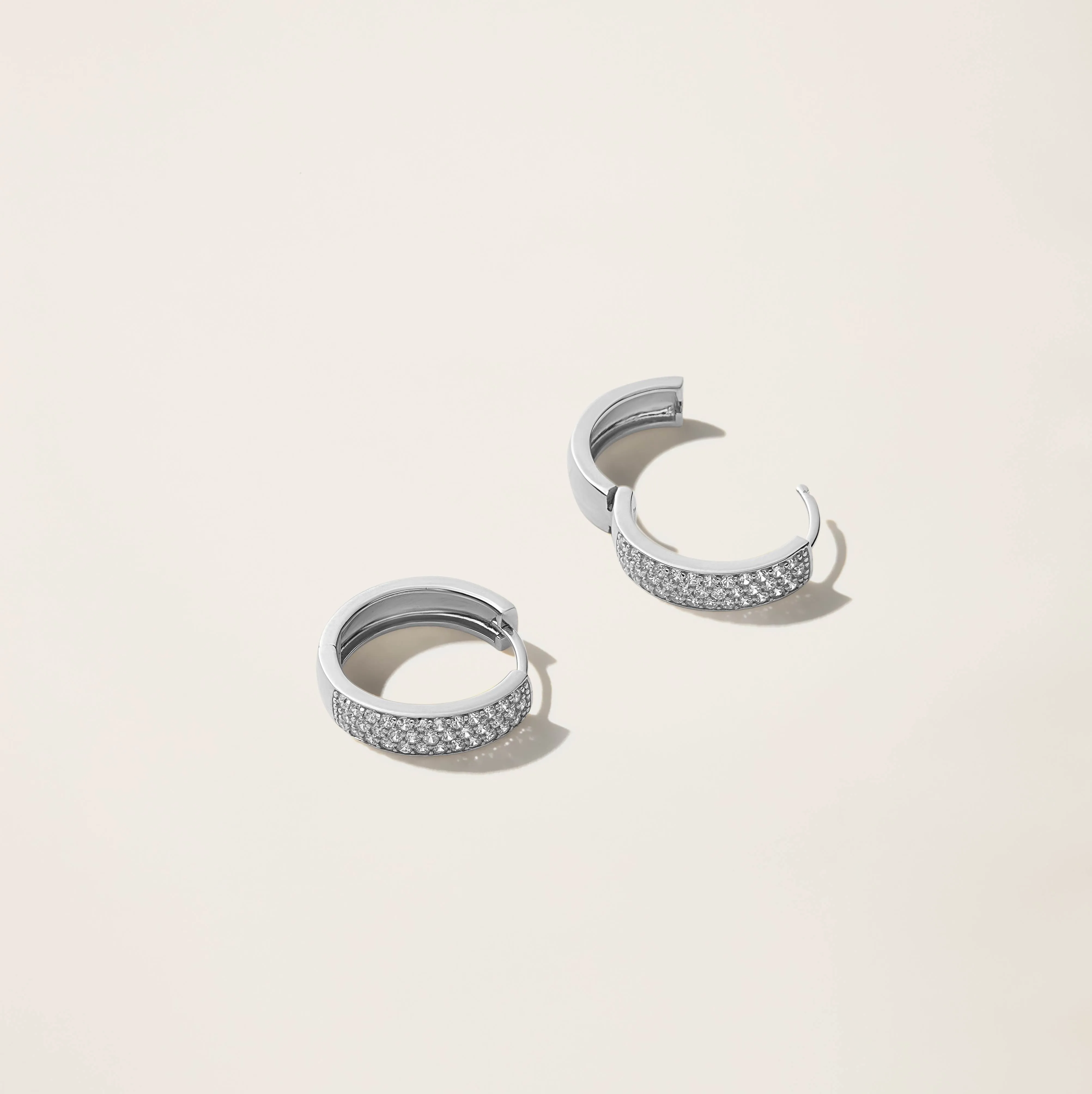 14k Solid Gold Diamond Micro Pavé Huggie Earrings