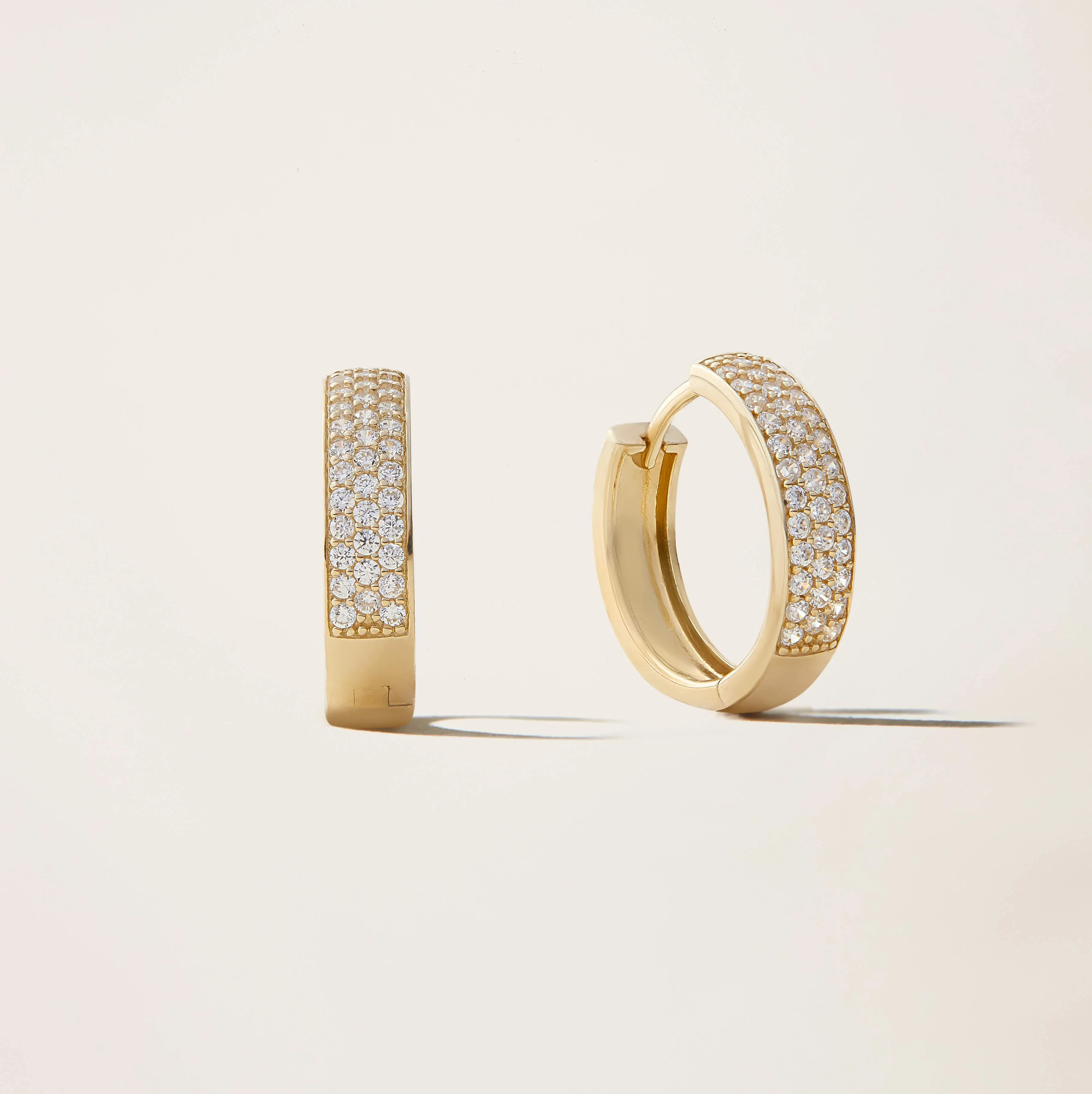 14k Solid Gold Diamond Micro Pavé Huggie Earrings