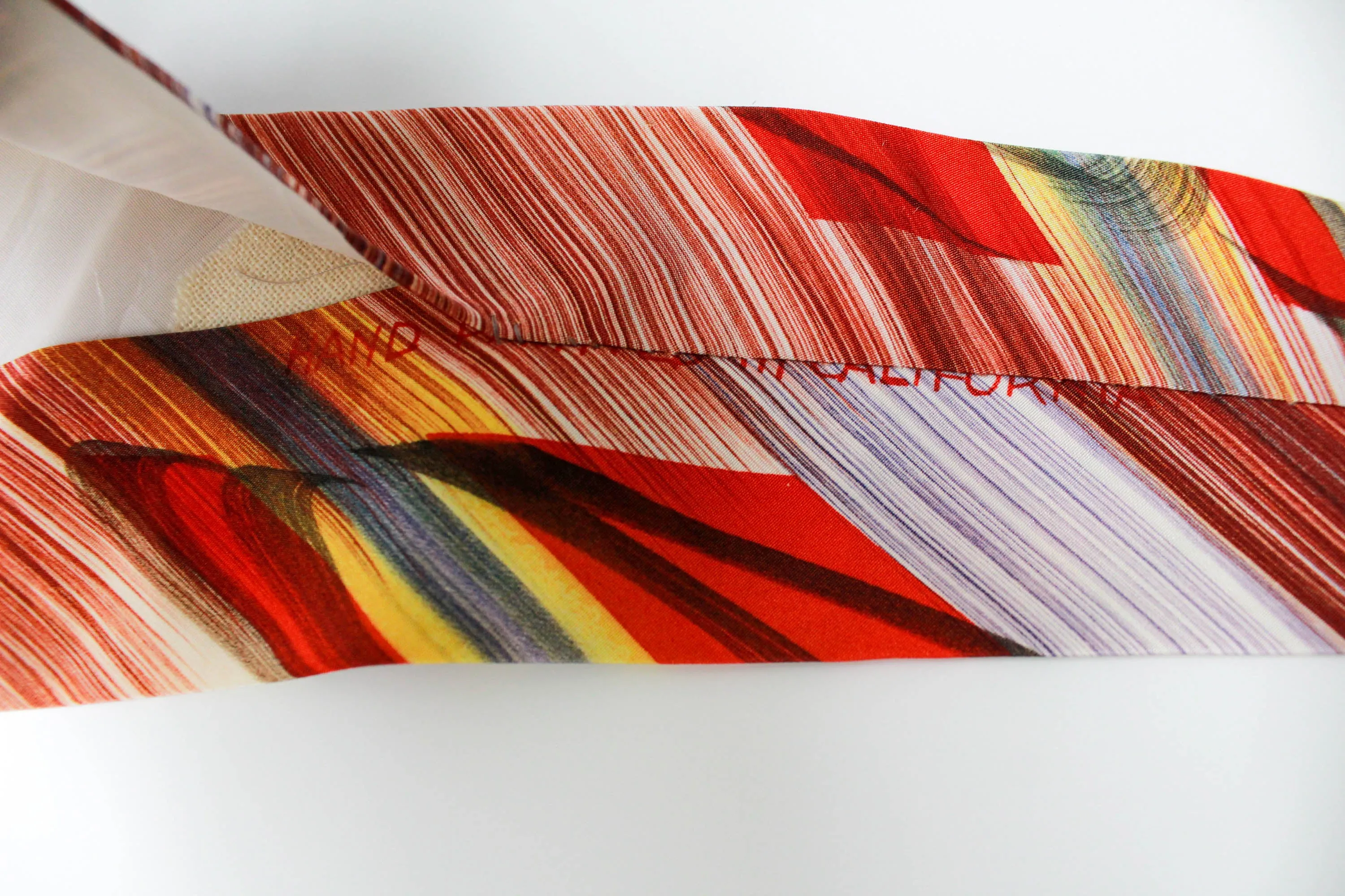 1940s Hand Painted Rayon Necktie, Abstract Print