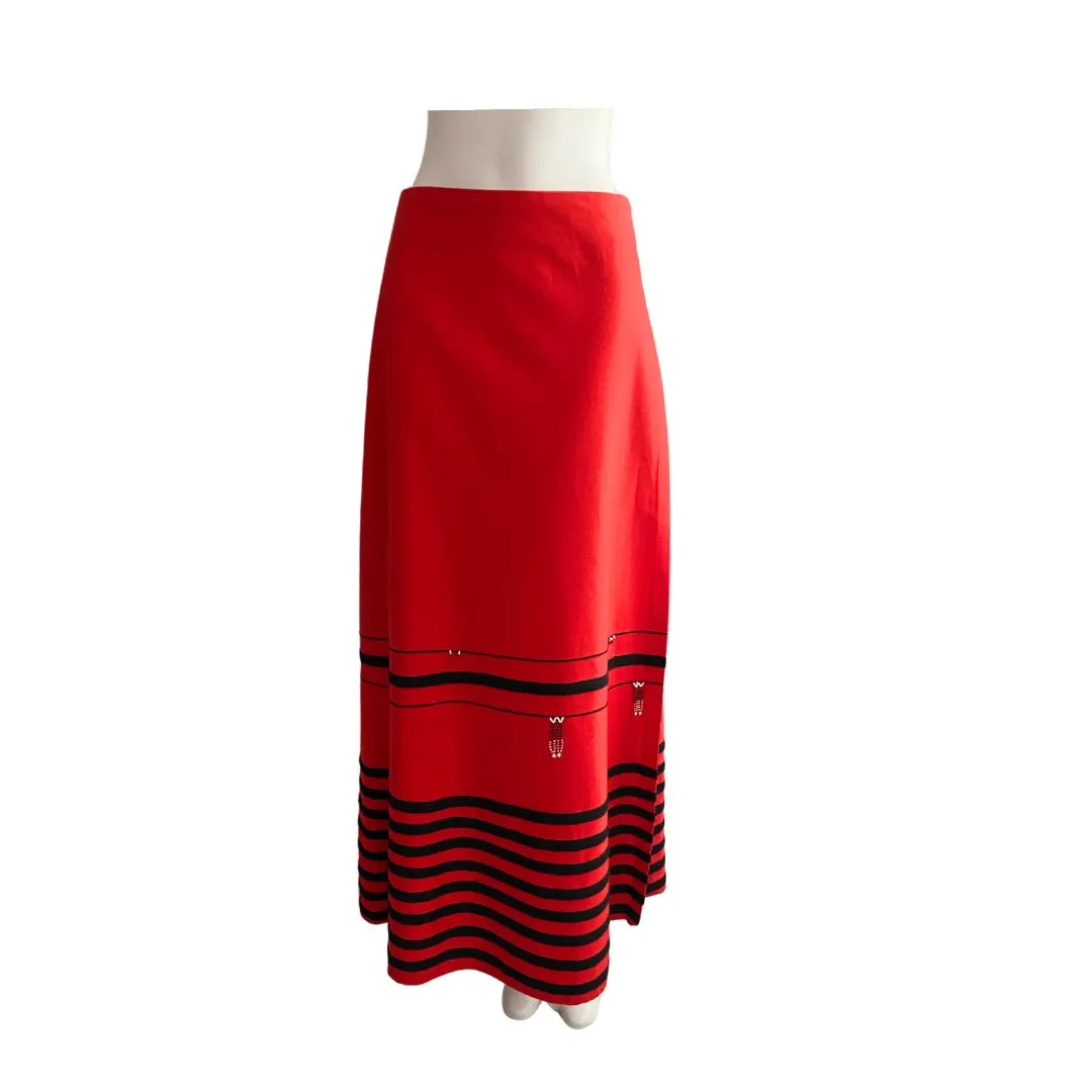 A-Line Wrap Maxi Skirt Vintage Red SIZE 8