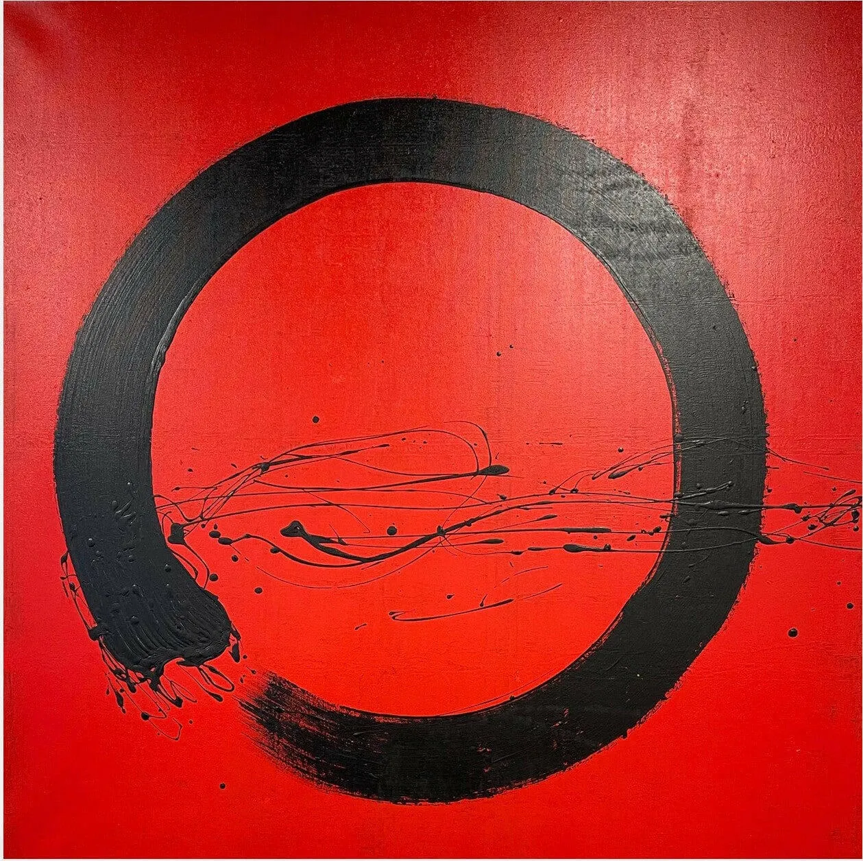 Abstract Black Circle Painting