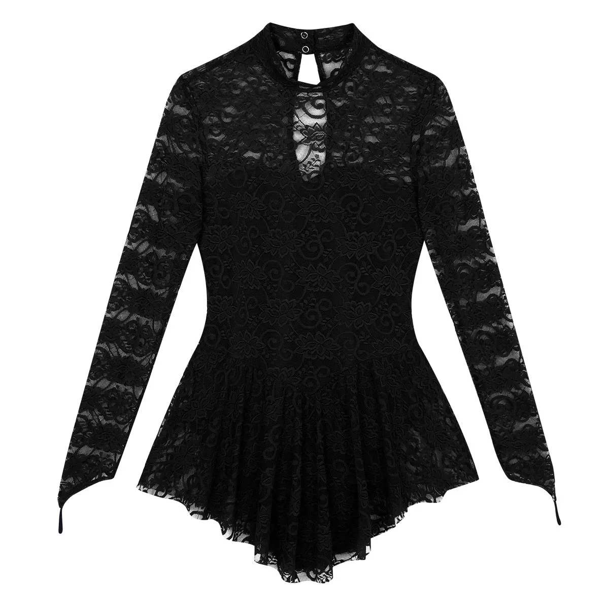 Adult Mock Neck Long Sleeve Ballet Gymnastics Figure Ice Skating Competition Costume