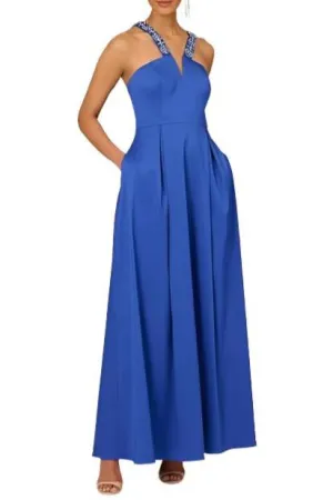 Aidan Mattox V-Neck Mikado Ball Gown