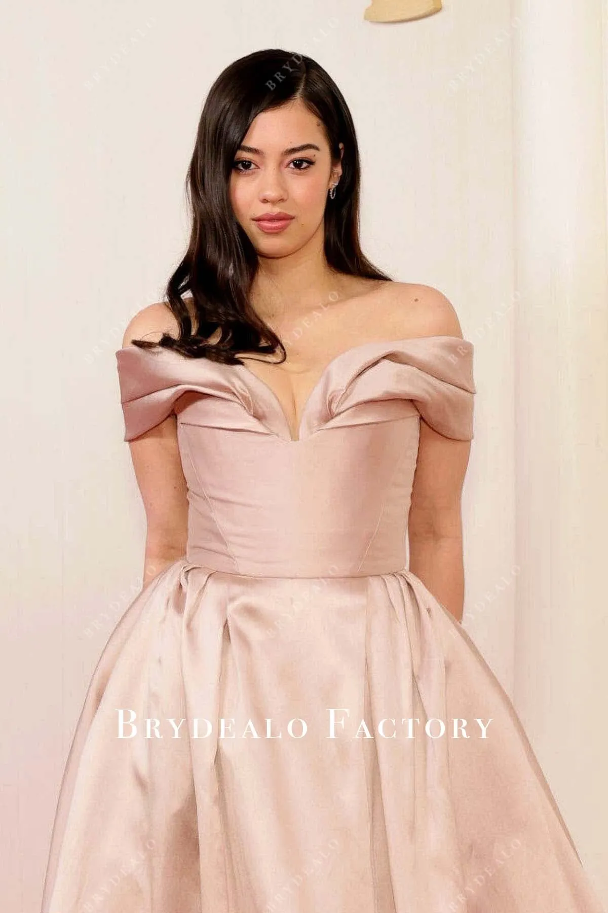 Amber Midthunder 2024 Oscars Nude Pink Off Shoulder Dress