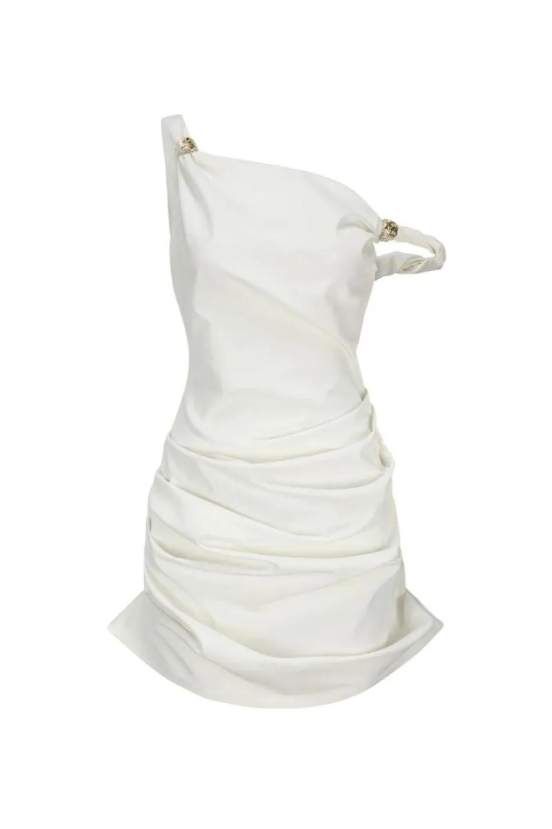 ANDREA WHITE ASYMMETRIC MINI DRESS