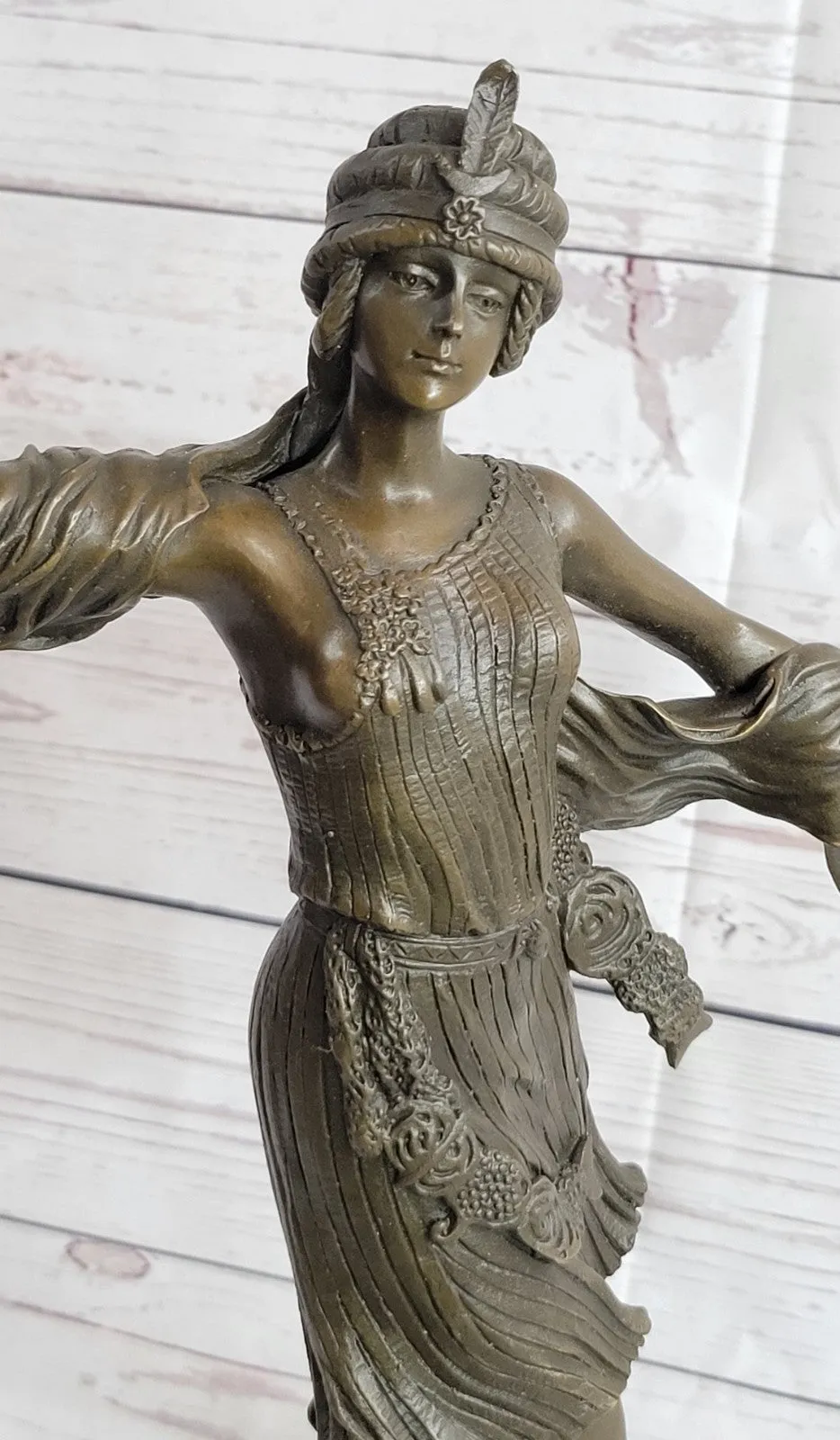 Art Nouveau/Deco Gorgeous 1940 Dancer Bronze Sculpture Marble Base Statue