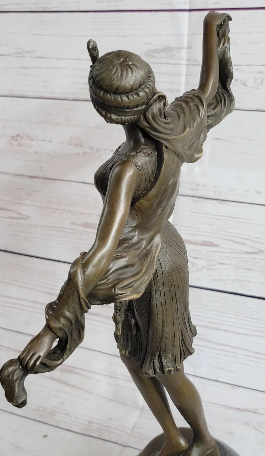 Art Nouveau/Deco Gorgeous 1940 Dancer Bronze Sculpture Marble Base Statue