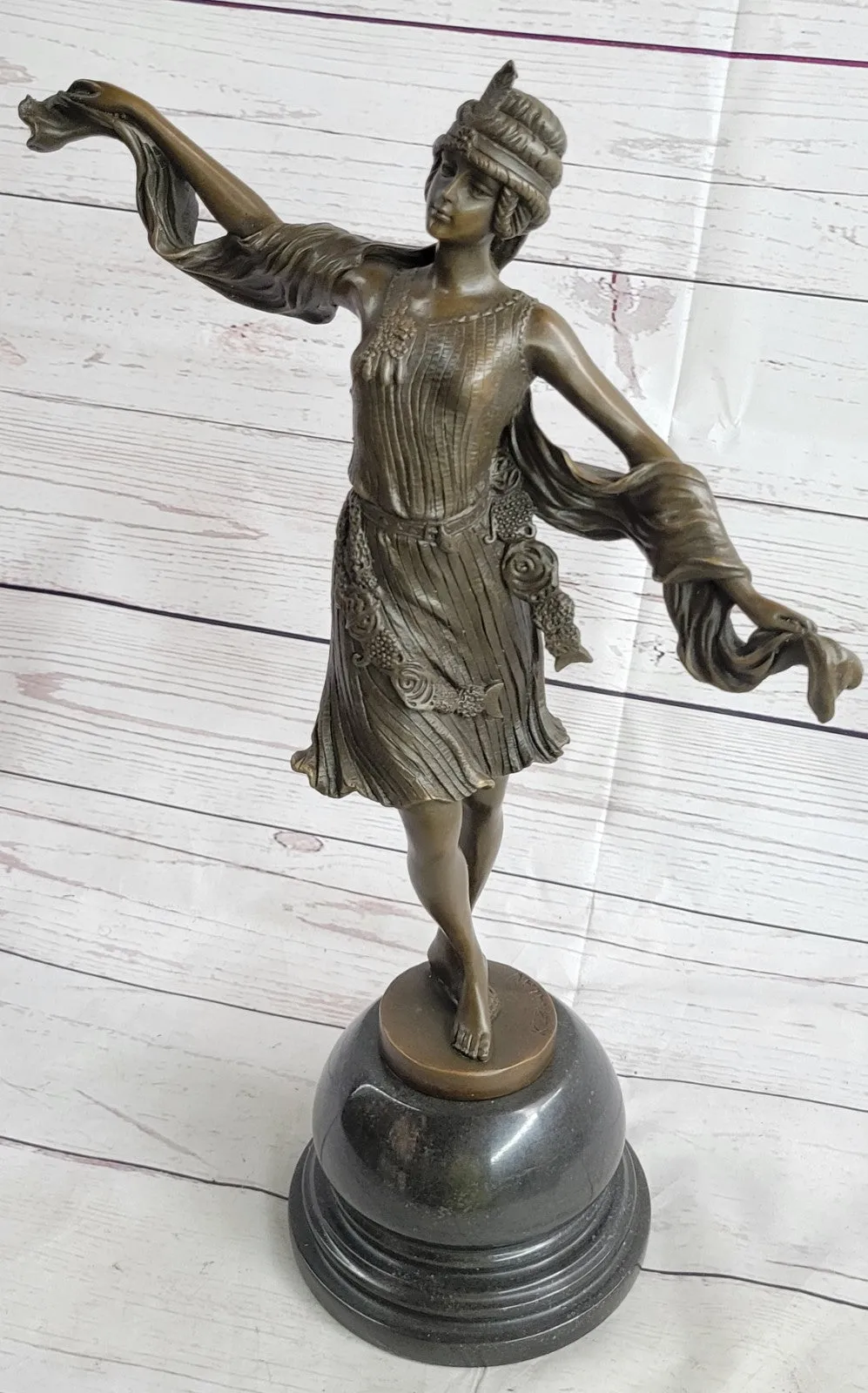 Art Nouveau/Deco Gorgeous 1940 Dancer Bronze Sculpture Marble Base Statue