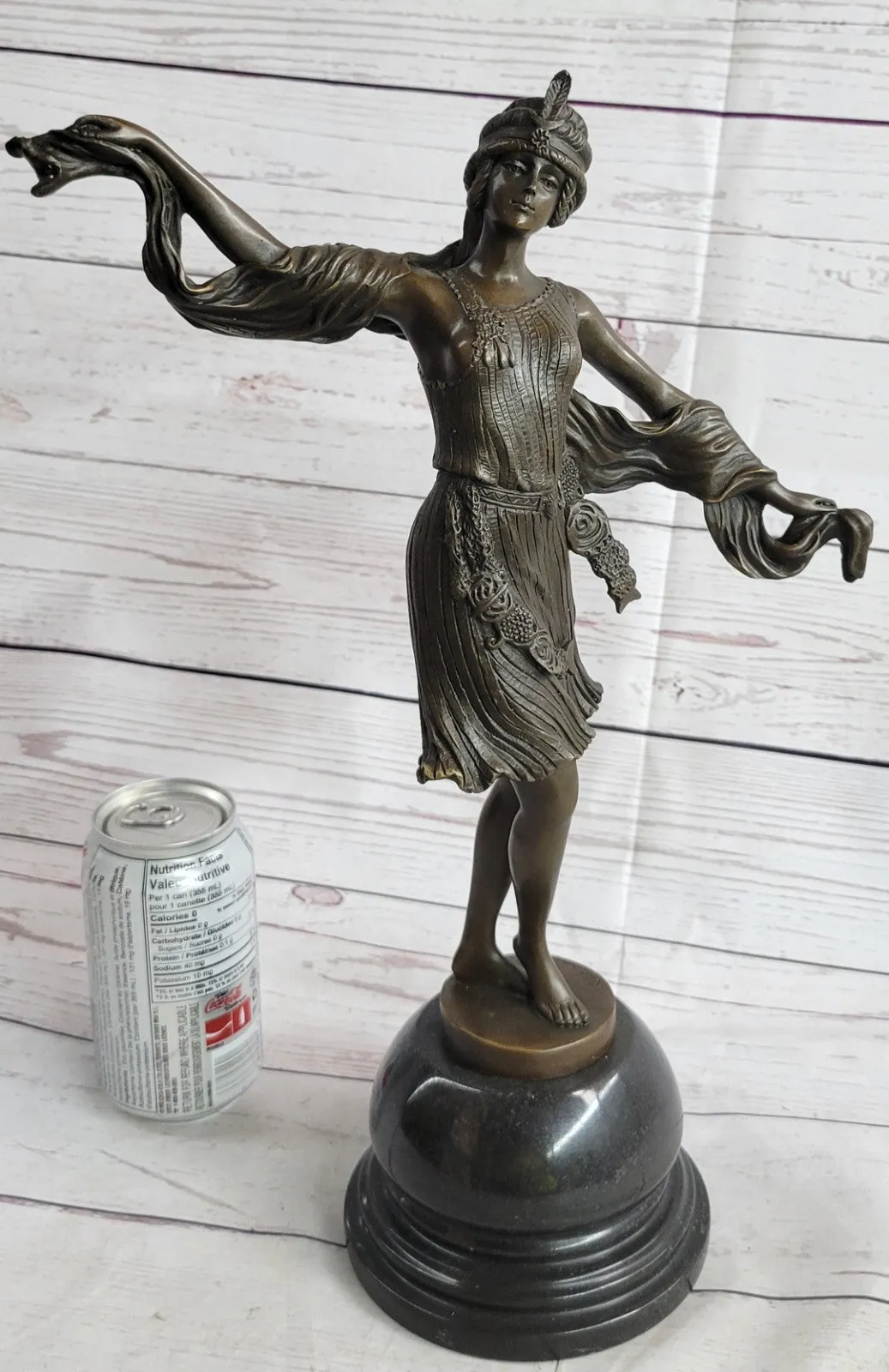 Art Nouveau/Deco Gorgeous 1940 Dancer Bronze Sculpture Marble Base Statue