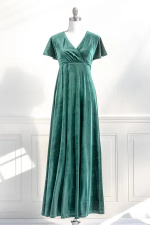 Aurora Velvet Maxi Dress - Emerald Green