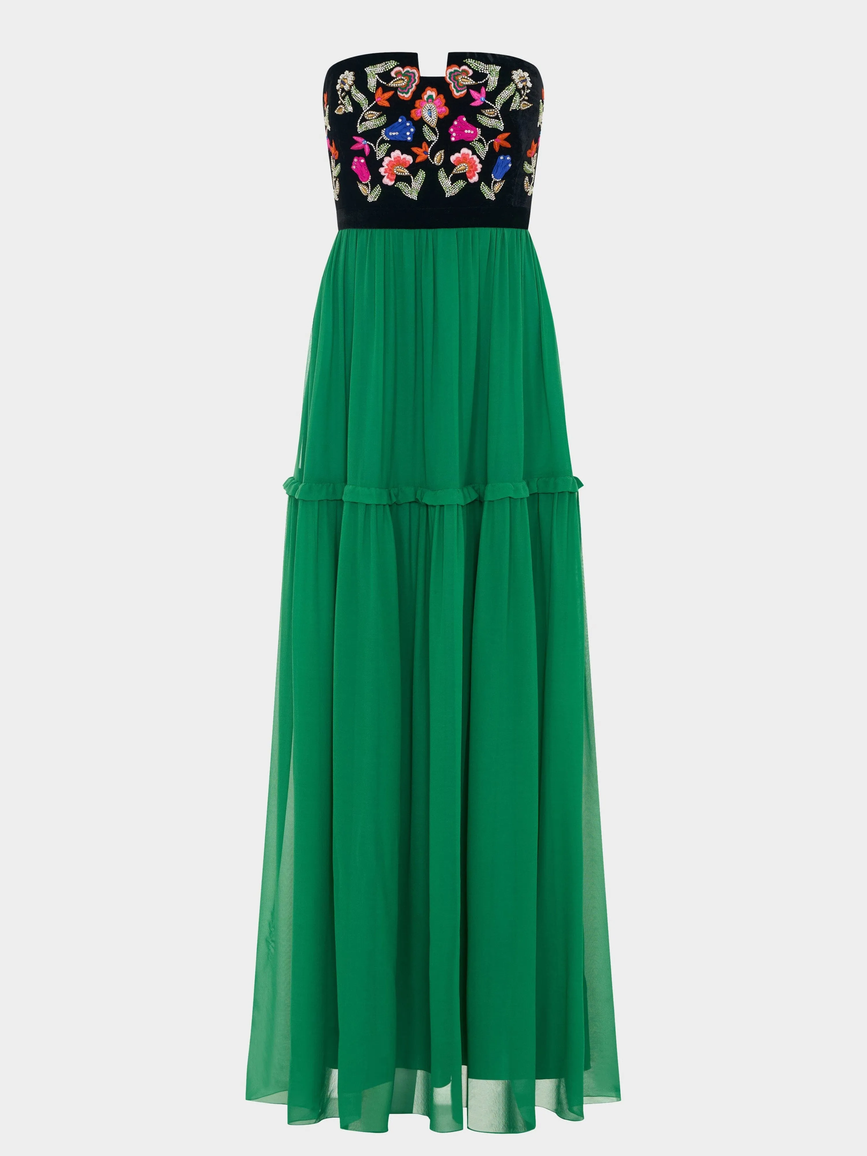 Belle B Dress in Emerald Green Embroidery