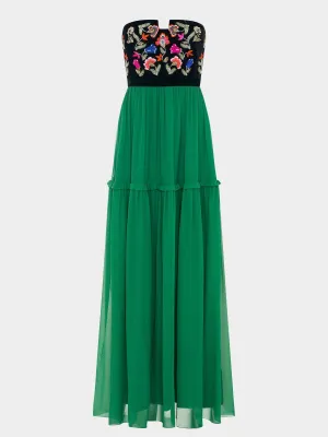 Belle B Dress in Emerald Green Embroidery