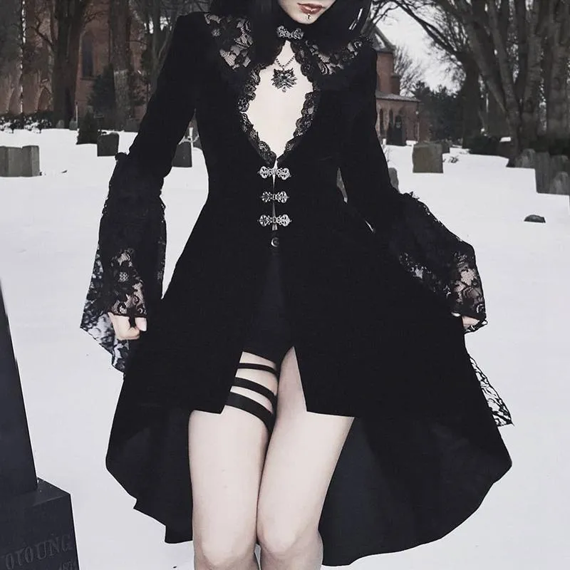 Black Gothic Lacey Dress Coat