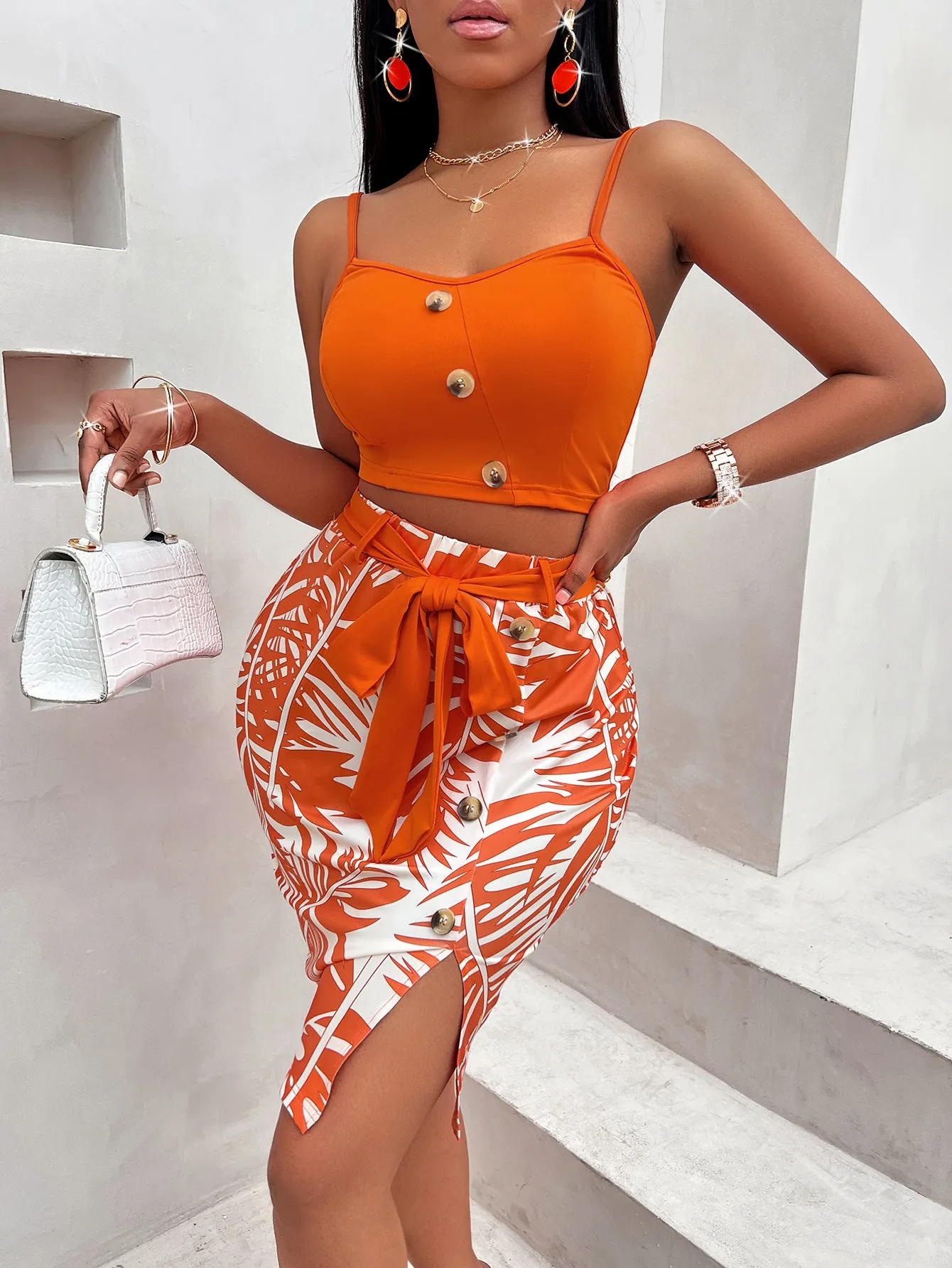 Bold Orange Two-Piece Dress