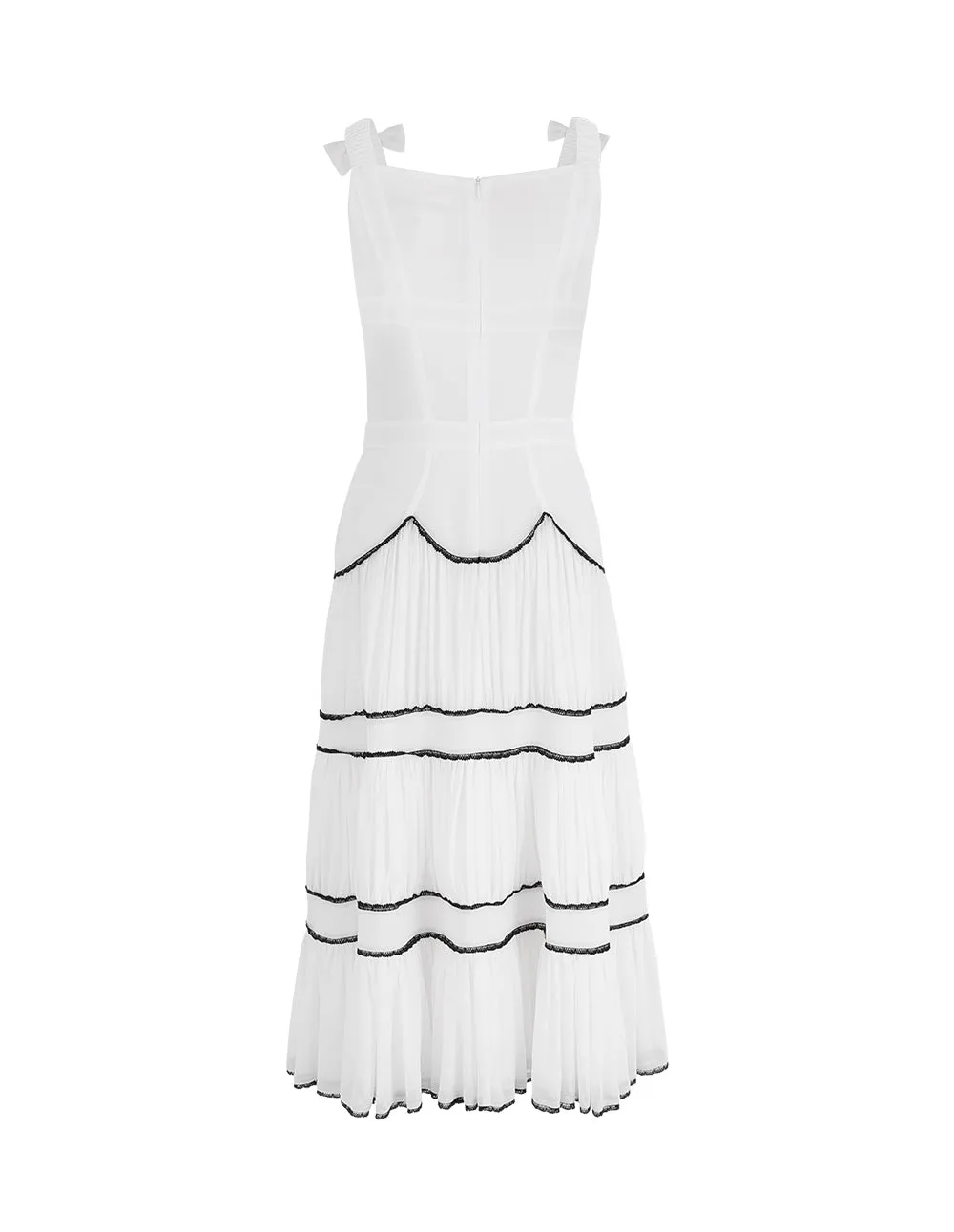 BORA AKSU Suspender Bow Pleated Dress