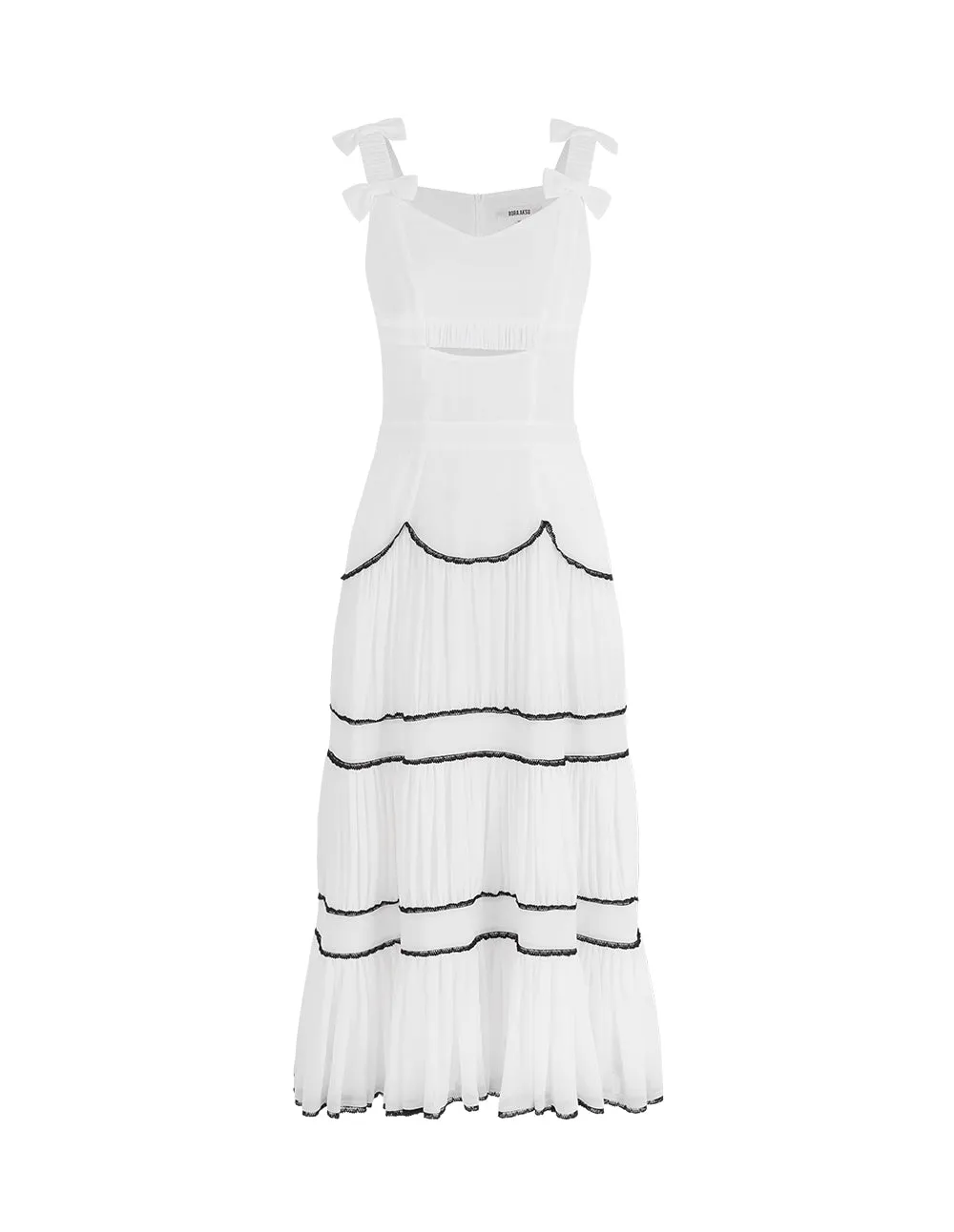 BORA AKSU Suspender Bow Pleated Dress