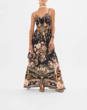 CAMILLA | DYNASTY DAZE  TIE FRONT CUT OUT MAXI DRESS