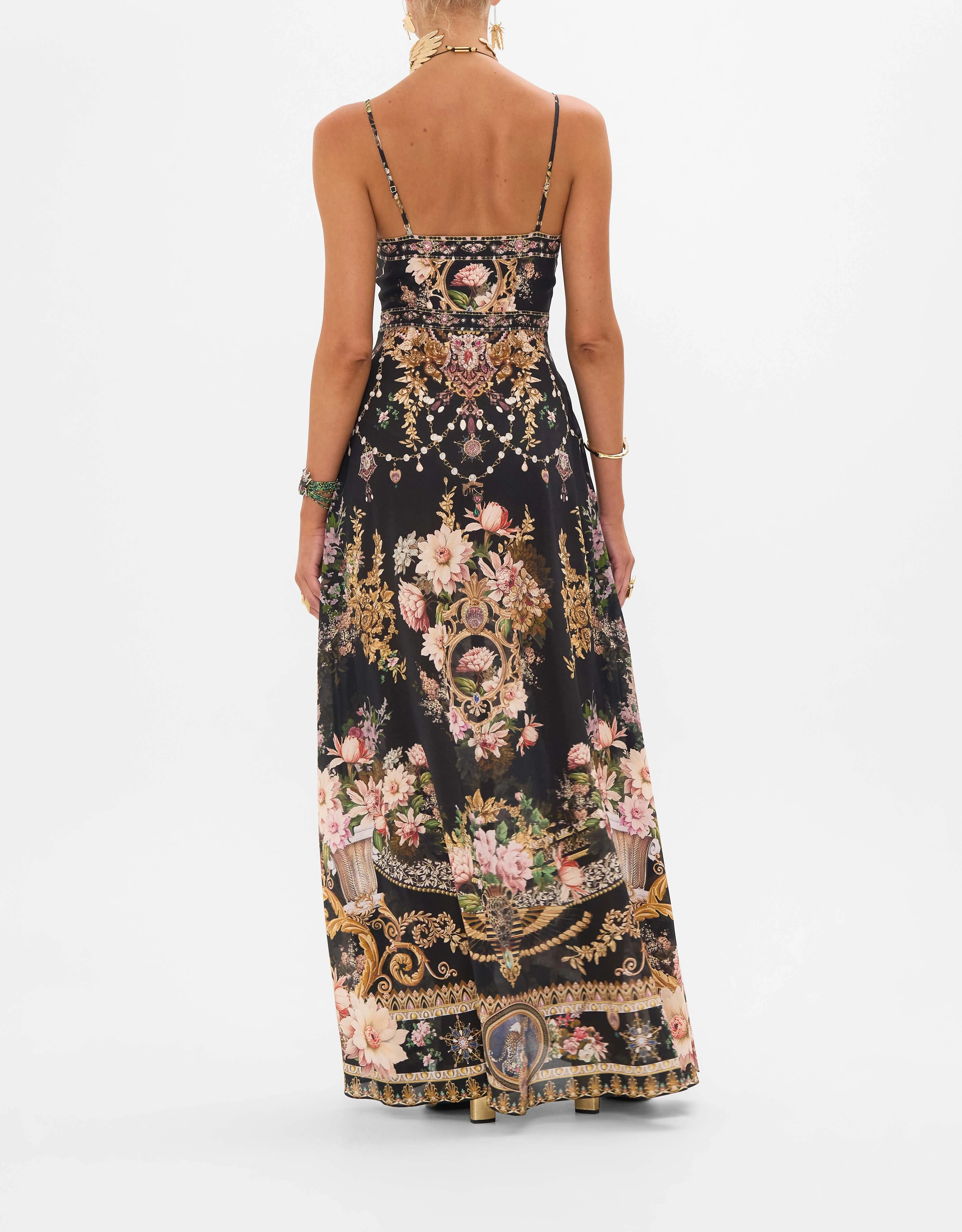 CAMILLA | DYNASTY DAZE  TIE FRONT CUT OUT MAXI DRESS