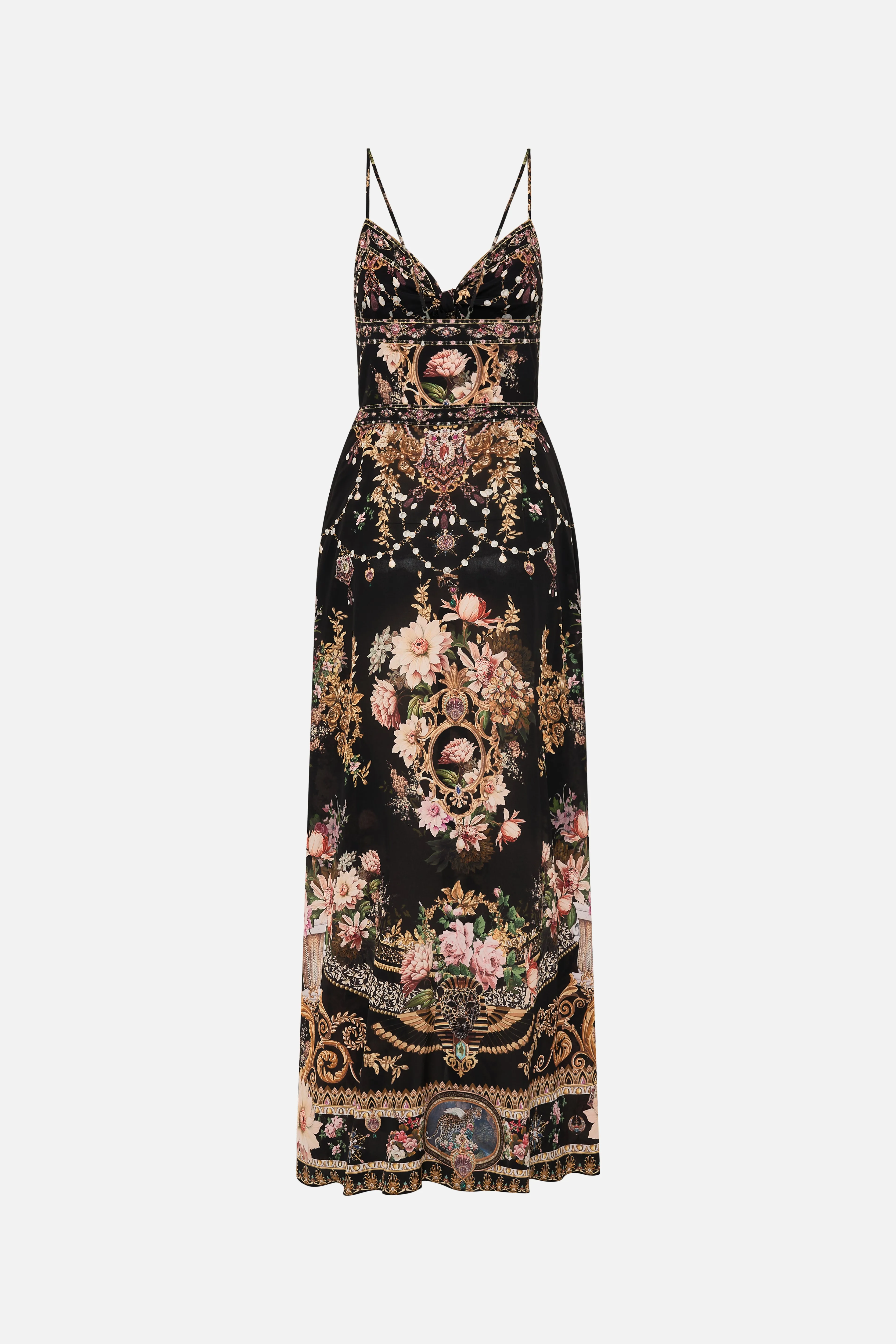 CAMILLA | DYNASTY DAZE  TIE FRONT CUT OUT MAXI DRESS