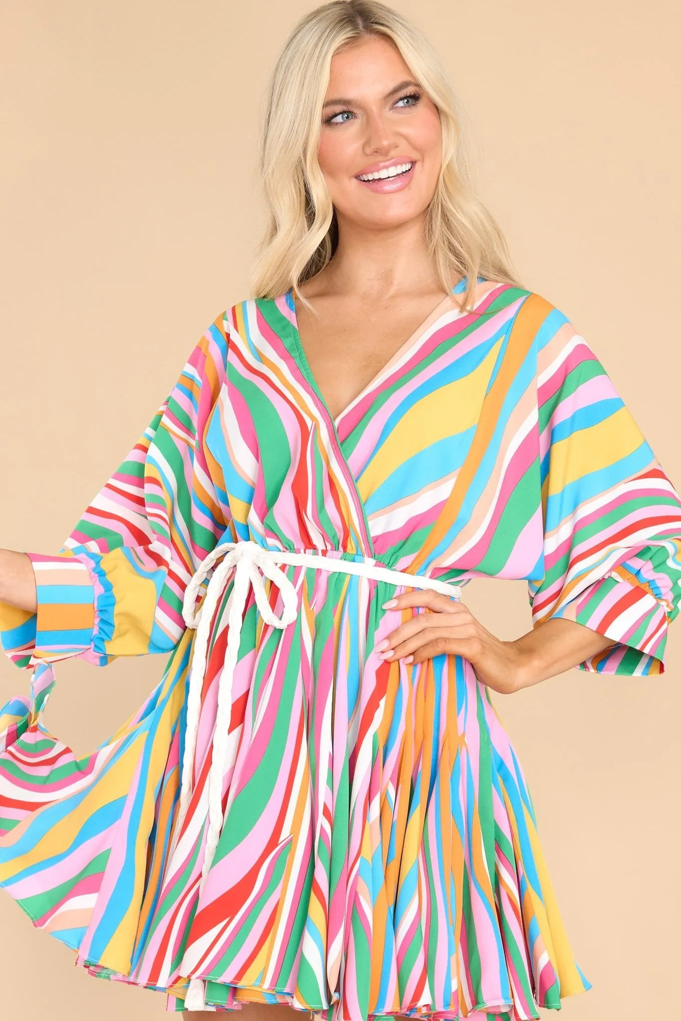 Carry Merry Tunes Pink Multi Stripe Dress