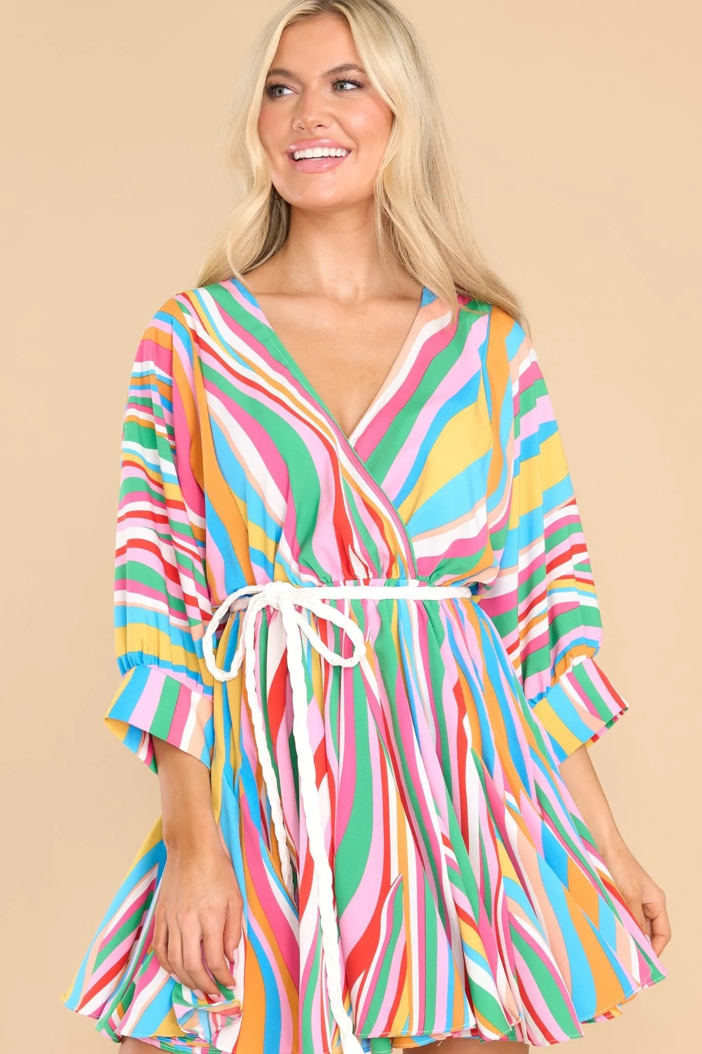 Carry Merry Tunes Pink Multi Stripe Dress