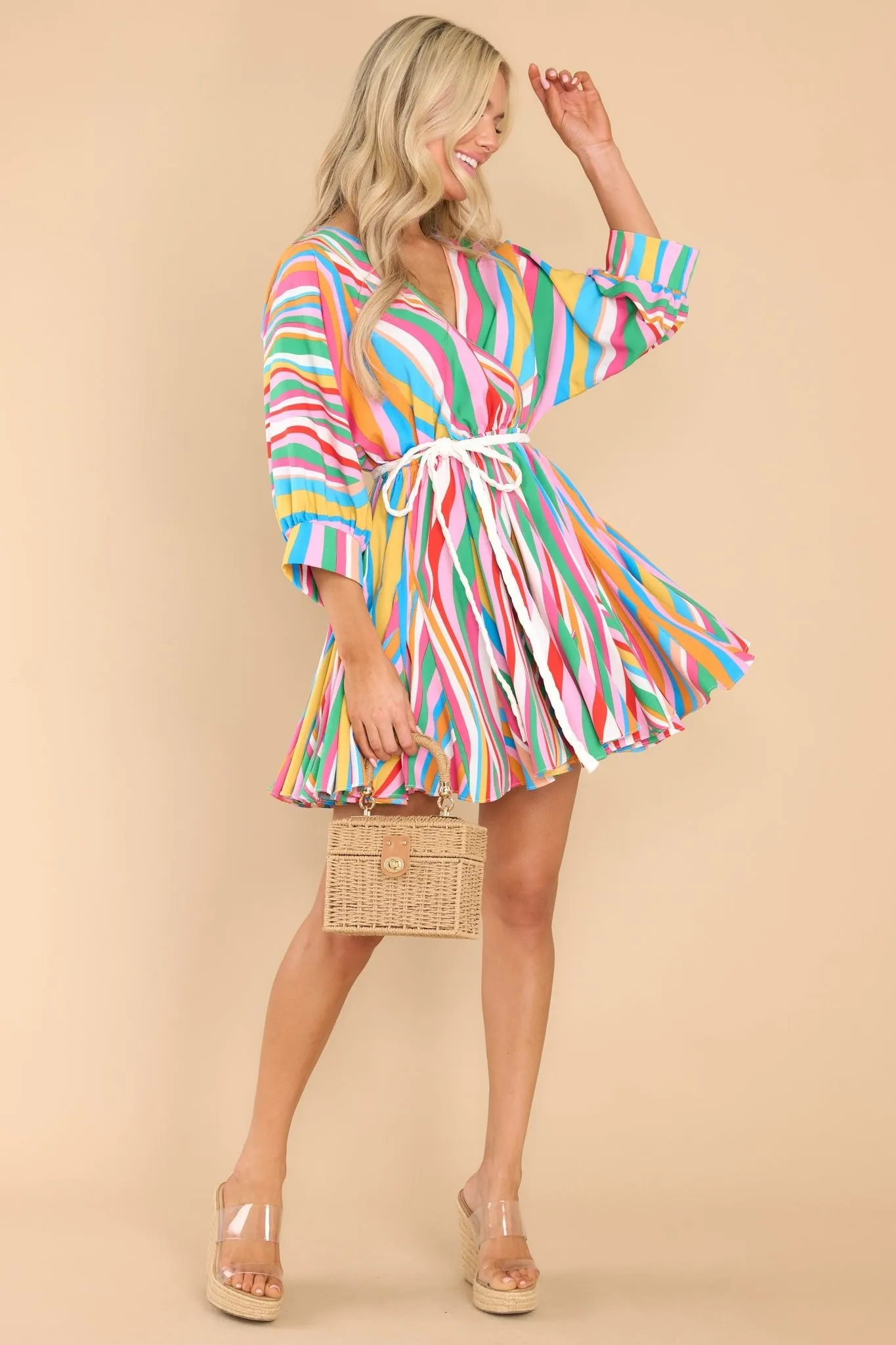 Carry Merry Tunes Pink Multi Stripe Dress