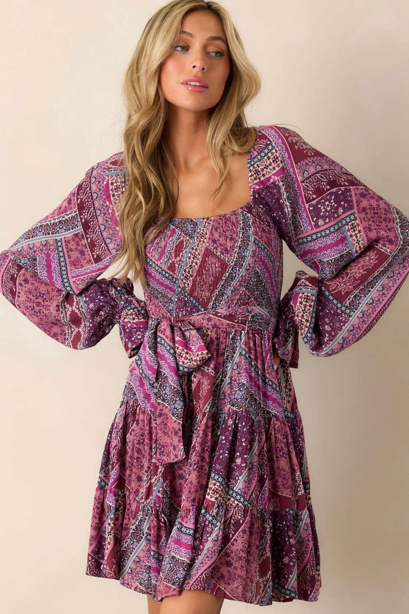 Cause A Commotion Purple Multi Print Dress