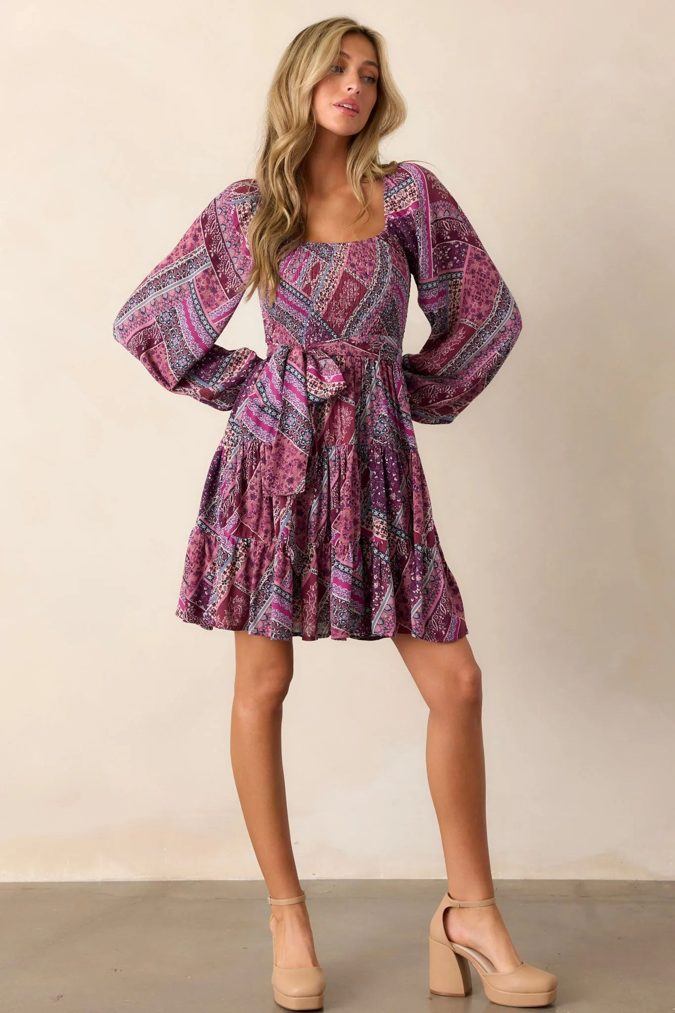 Cause A Commotion Purple Multi Print Dress