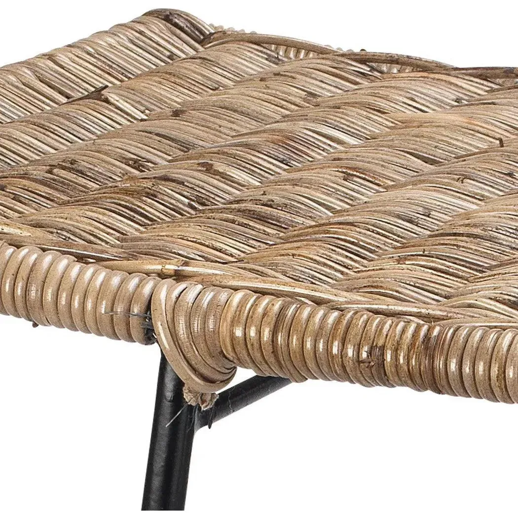 Coastal Style Woven Rattan Wing Counter Stool Without Back