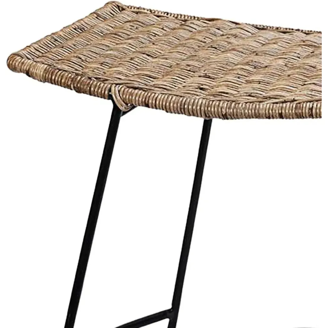 Coastal Style Woven Rattan Wing Counter Stool Without Back