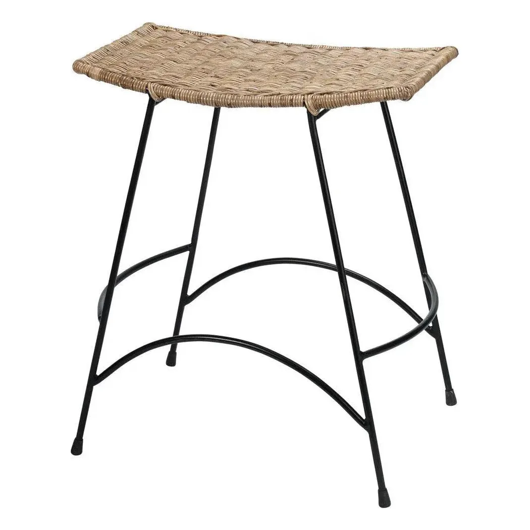 Coastal Style Woven Rattan Wing Counter Stool Without Back