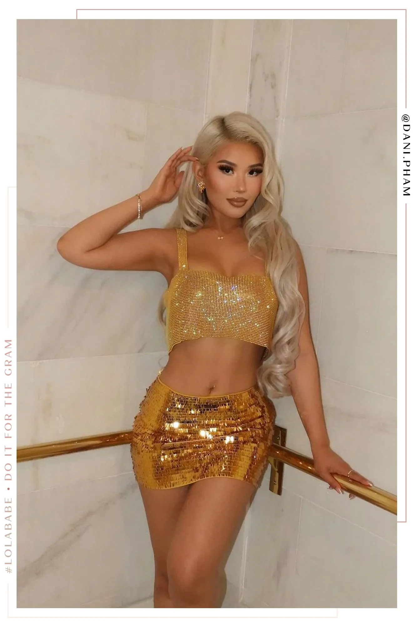 Cora High Waist Mini Skirt - Gold