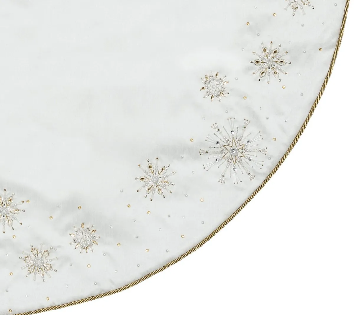 Crystal Frost Tree Skirt in White, Gold & Silver