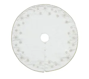 Crystal Frost Tree Skirt in White, Gold & Silver