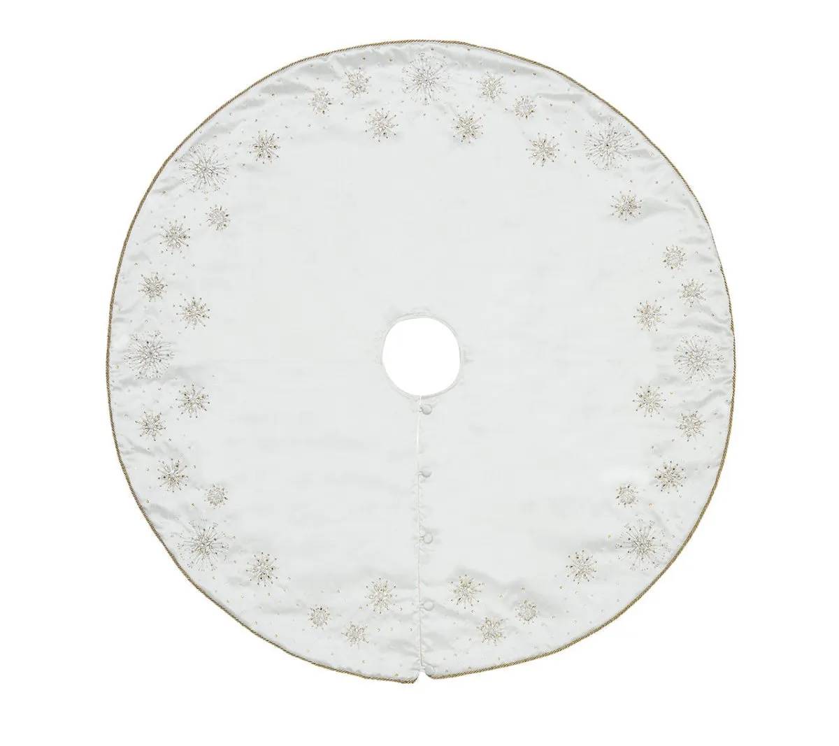 Crystal Frost Tree Skirt in White, Gold & Silver