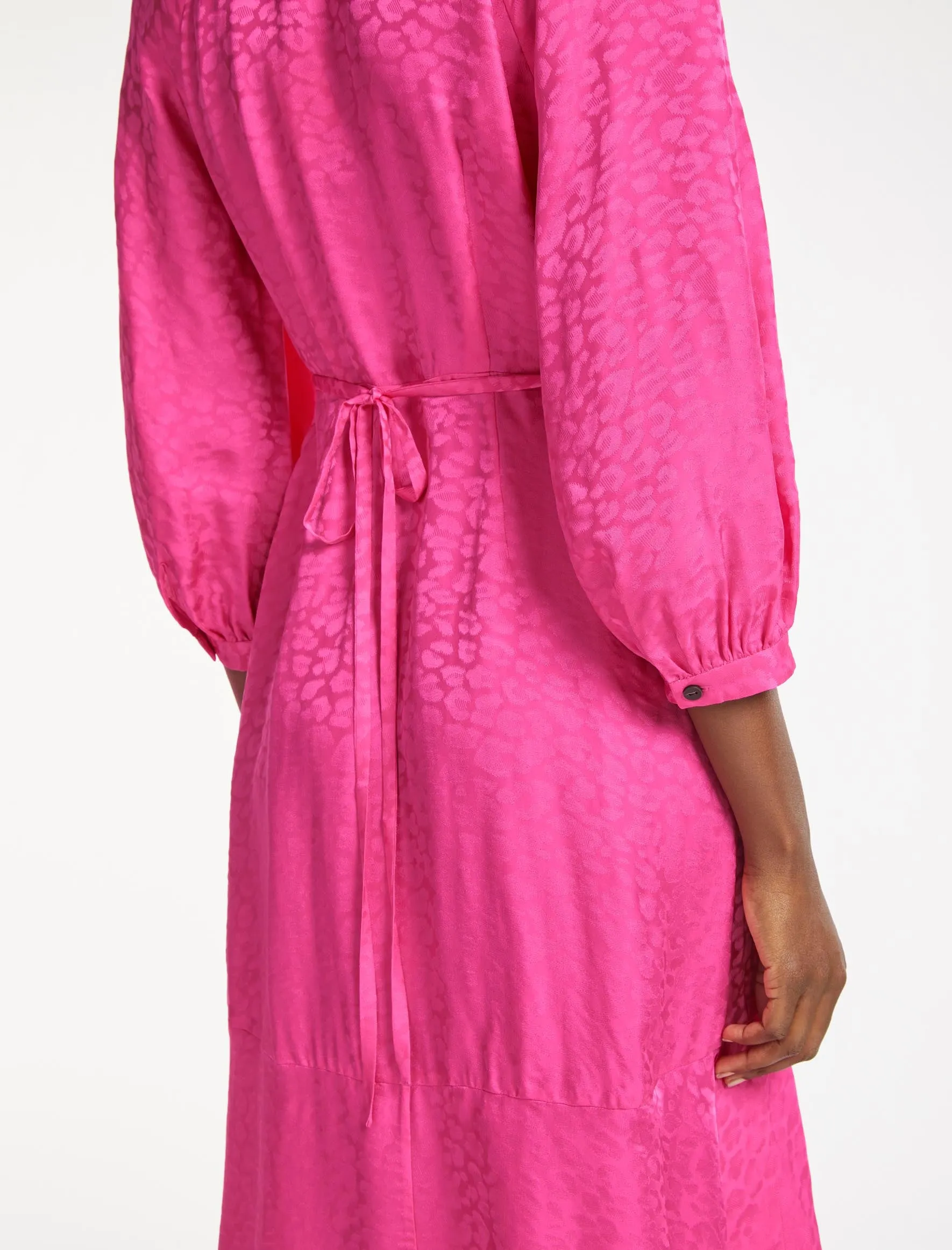 Daria Silk Blend Midi Dress - Hot Pink