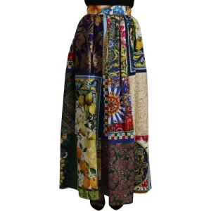 Dolce & Gabbana High Waist Maxi Skirt with Sicilian Patterns