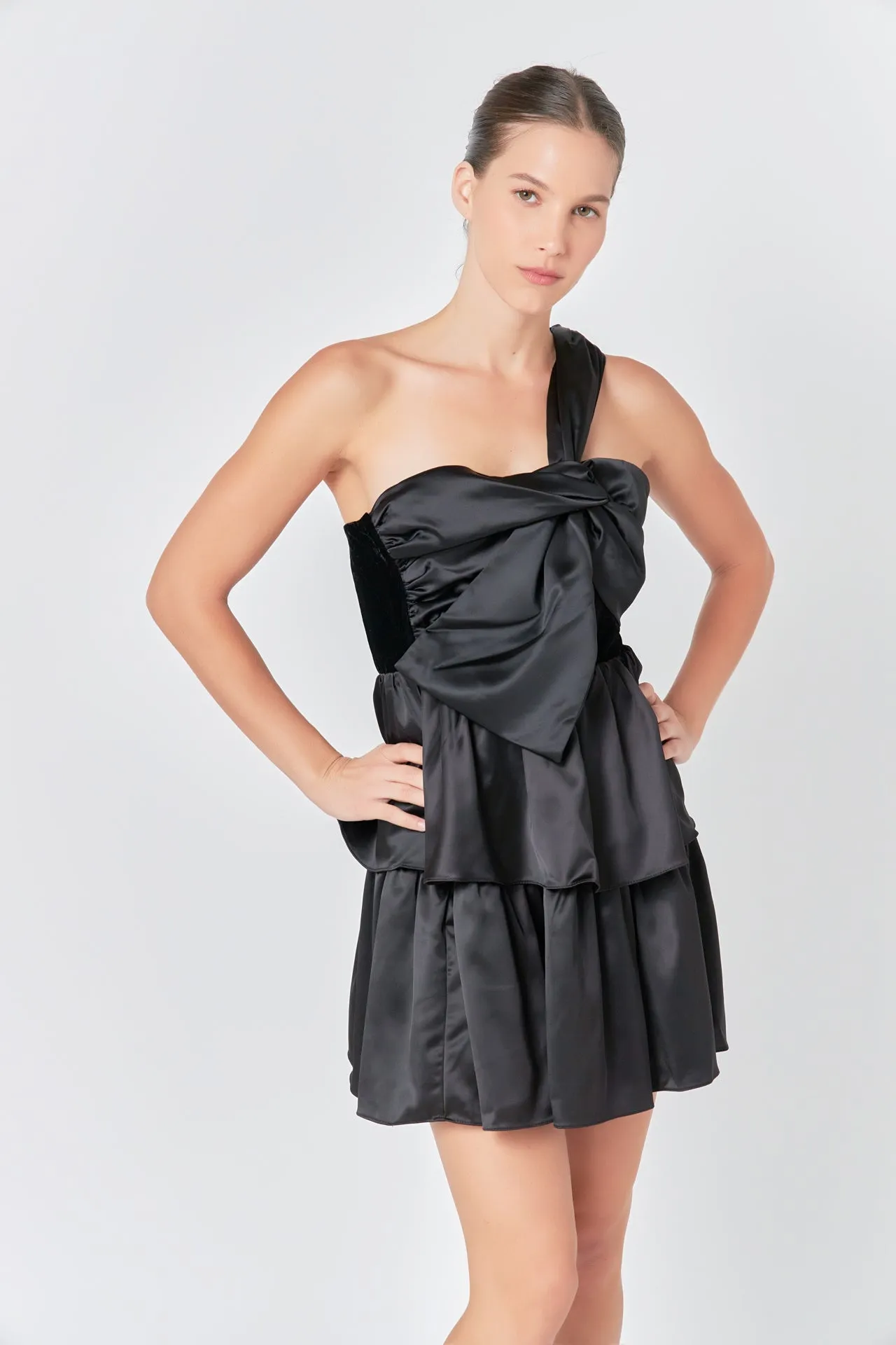 Endless Rose - One-Shoulder Satin Mini Dress