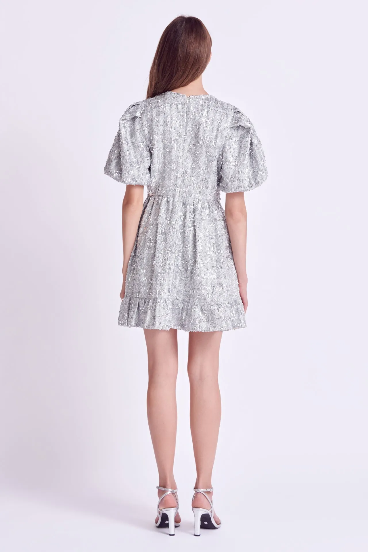 English Factory - Sequin Tweed Tiered Mini Dress