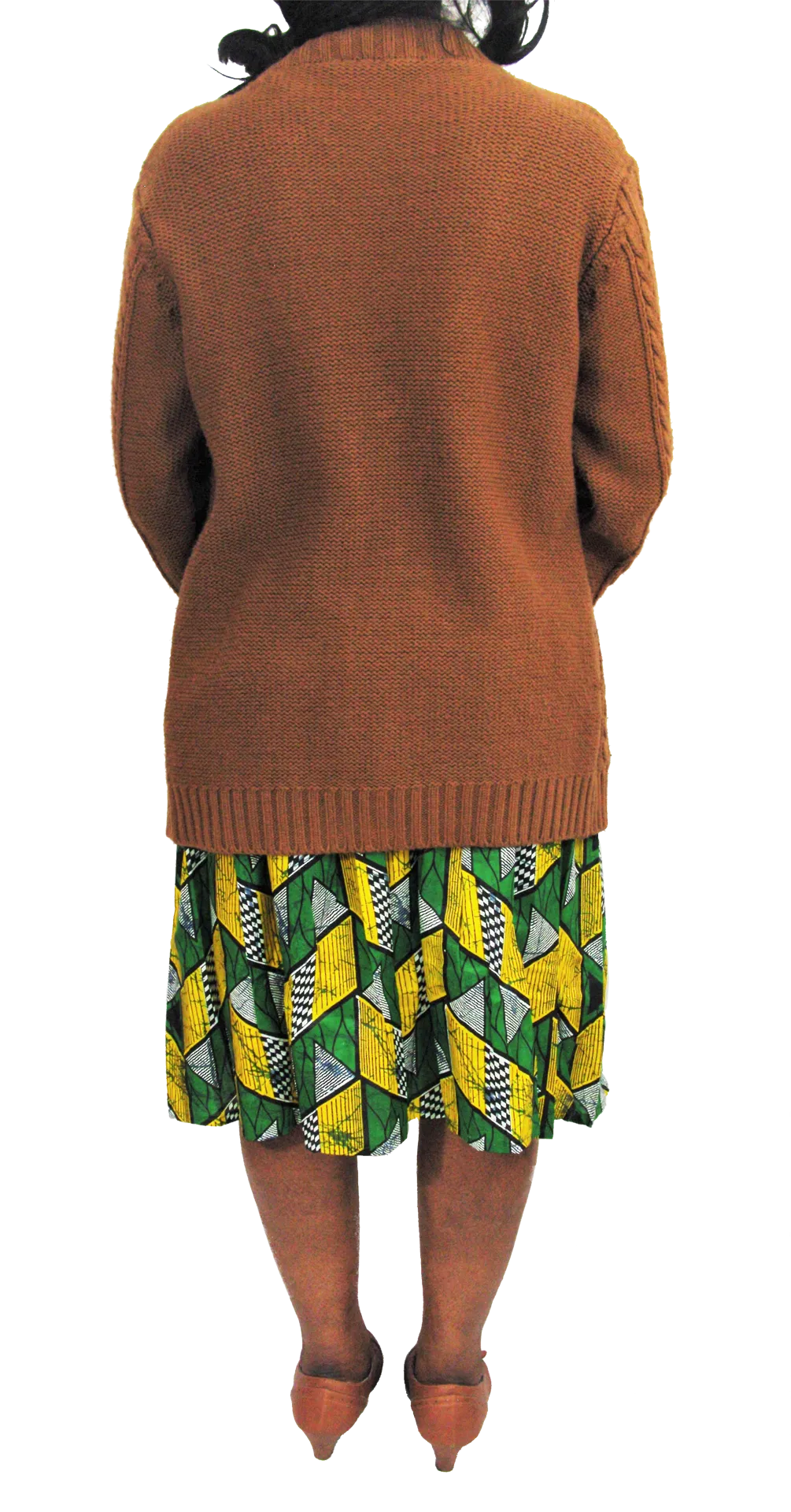 Ethnic Vintage Pleated Kitenge Midi Skirt with Pockets