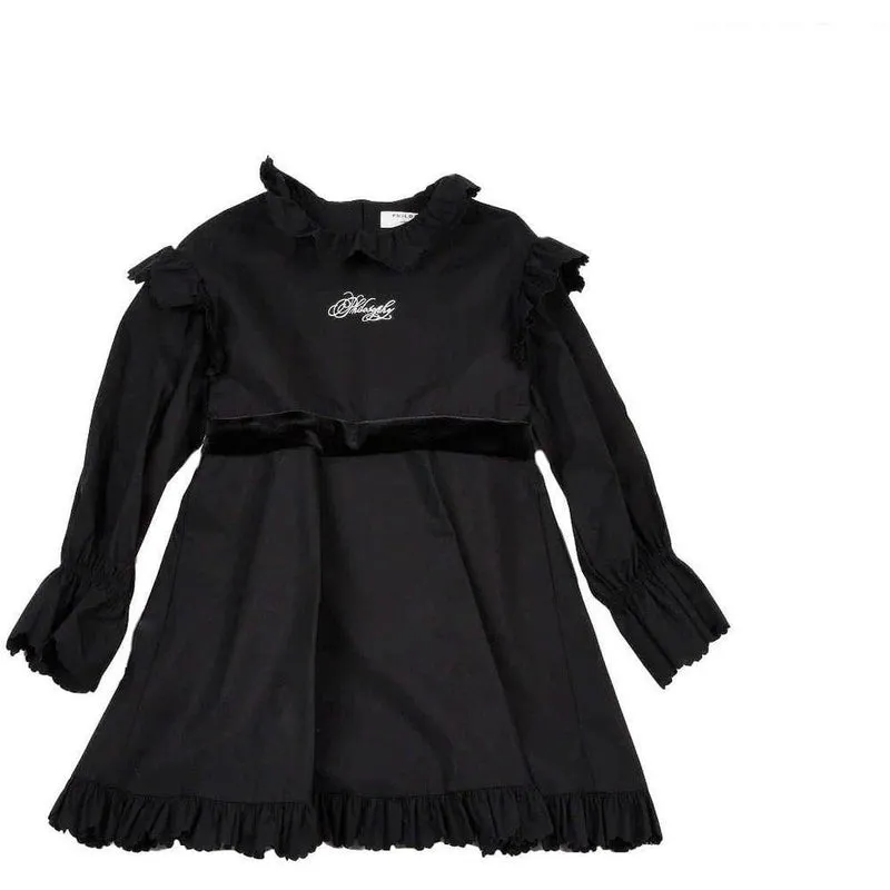 Girls Black Cotton Dress