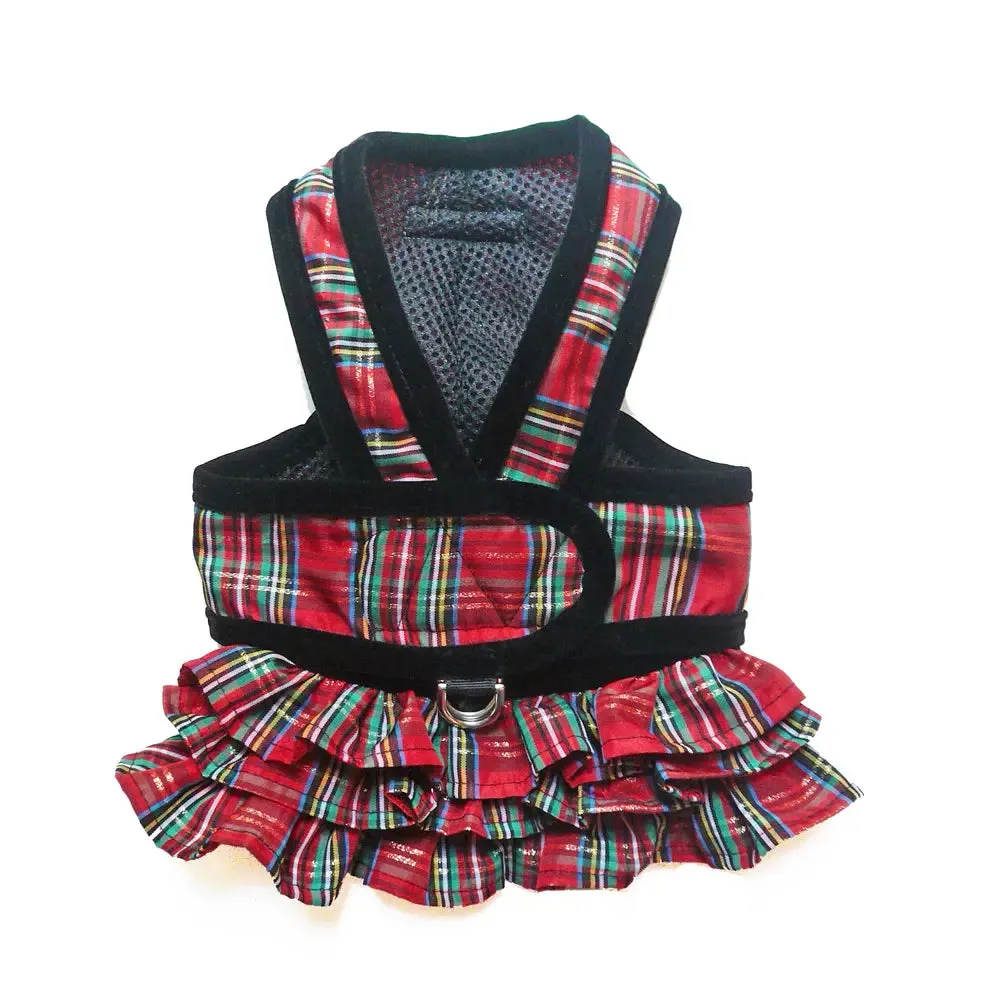 Holiday Tartan Plaid Step n Go - Step In Dog Harness No Buckle 6-25 LBS