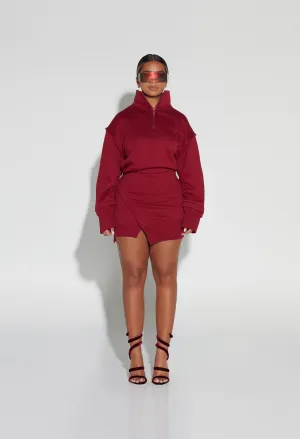 Hooded Sweat Dress - Fine Wine