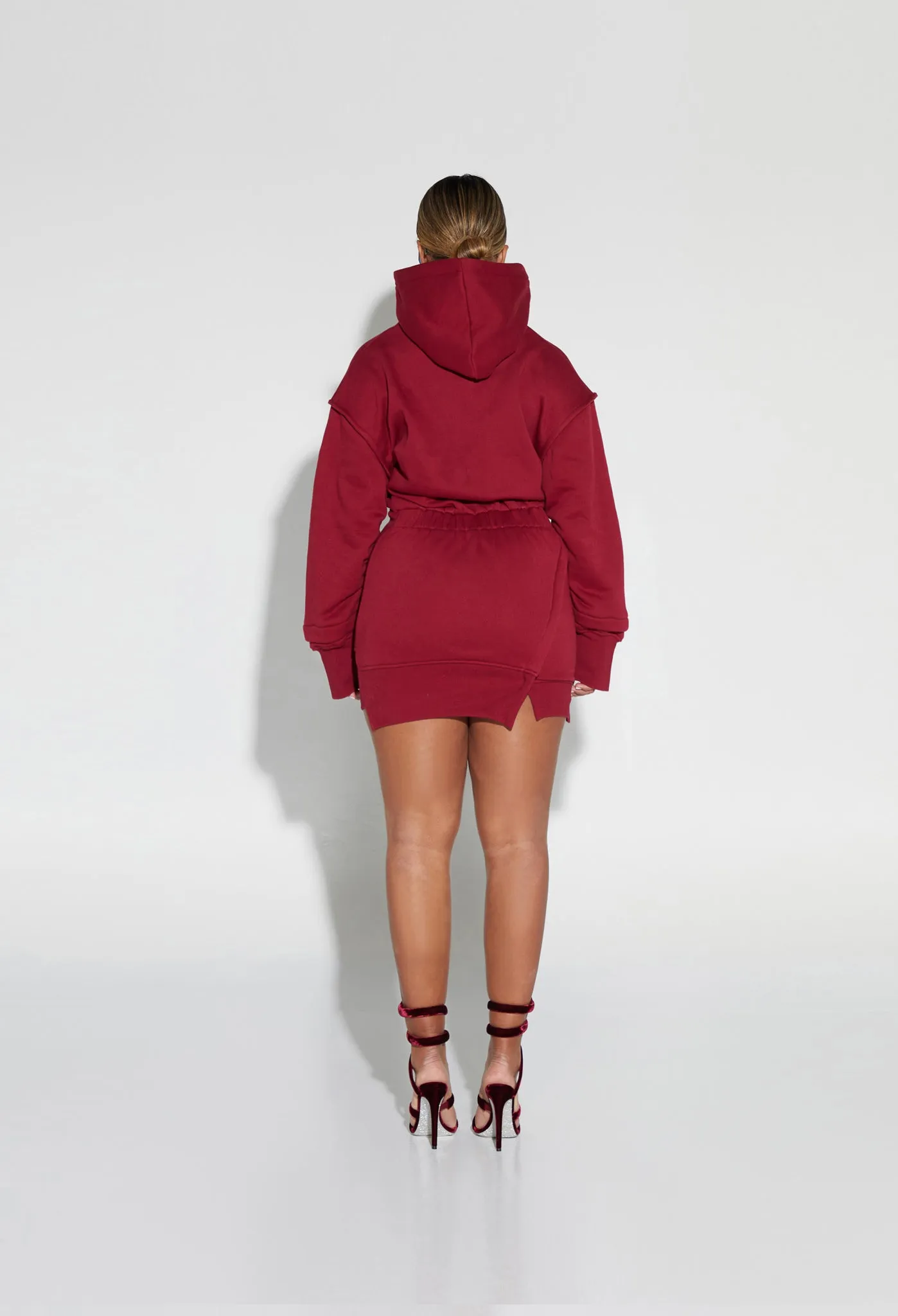 Hooded Sweat Dress - Fine Wine