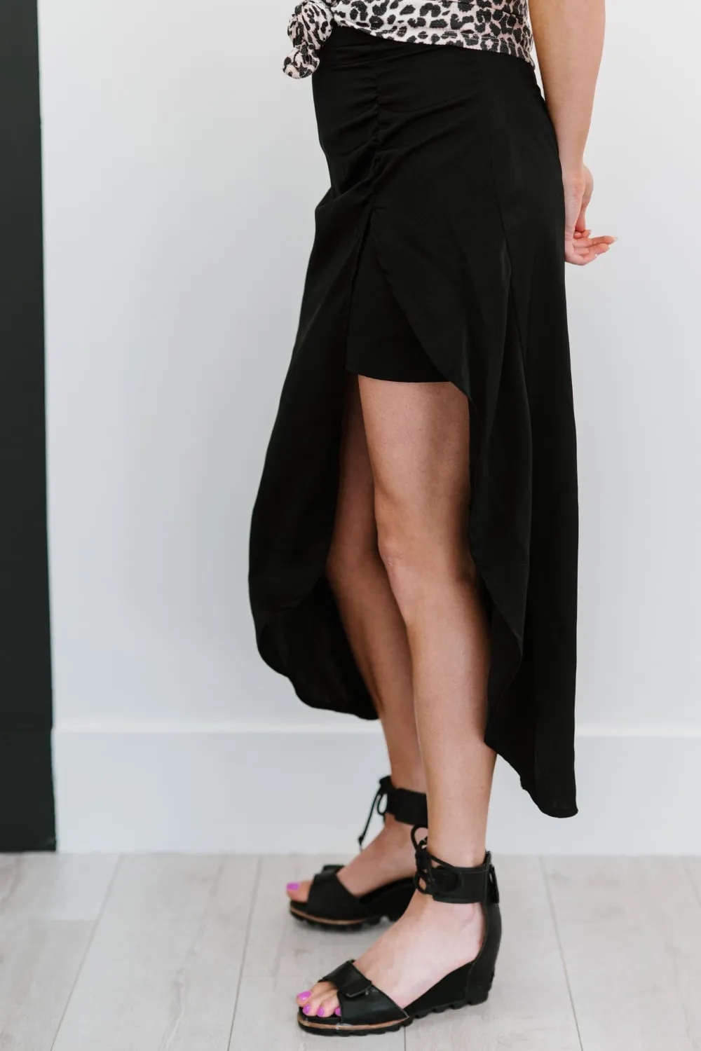 Hyfve Glam It Up Ruched Satin Tulip Hem Skirt