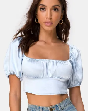 Kalua Crop Top in Satin Powder Blue