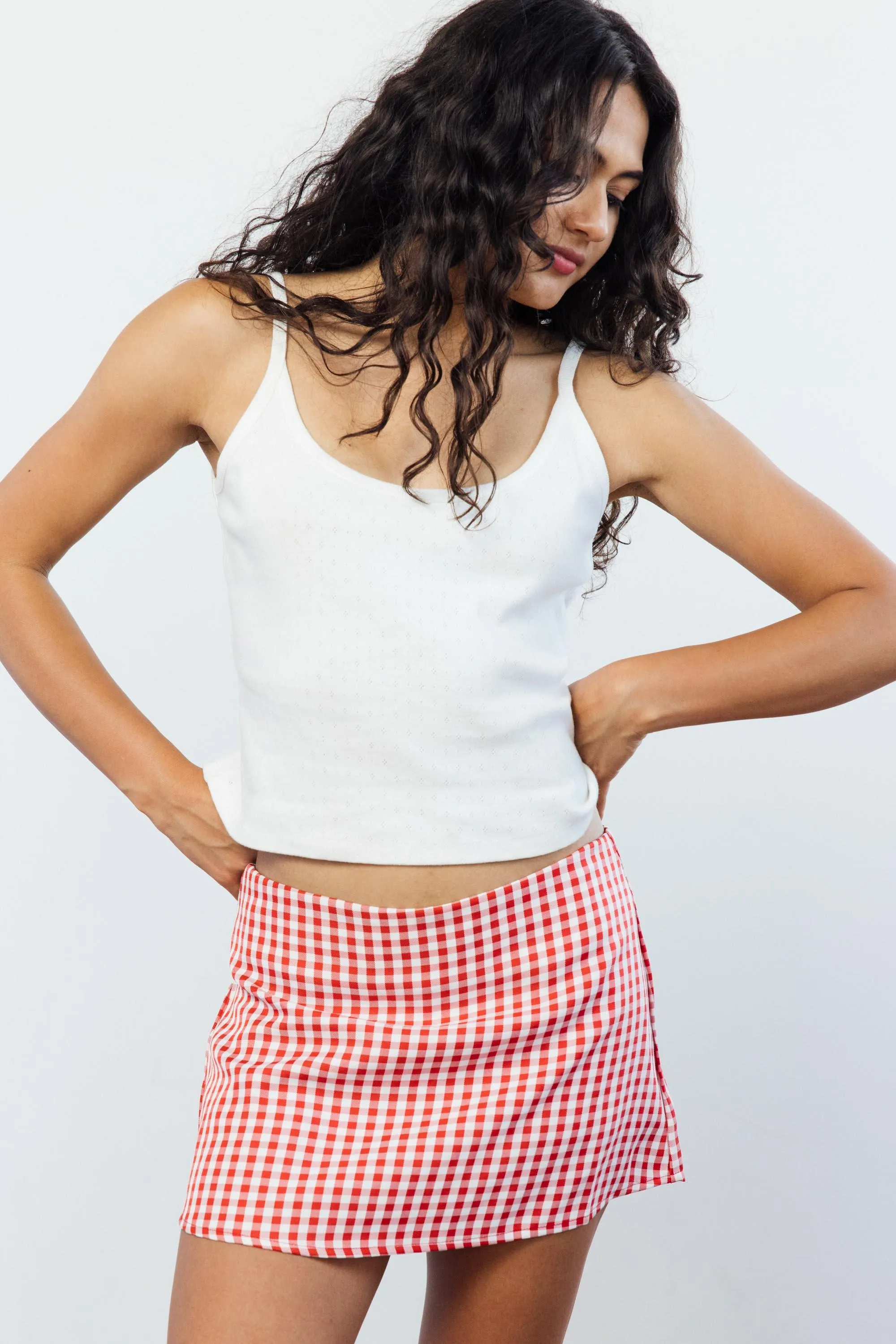 Katie Red Gingham Skort