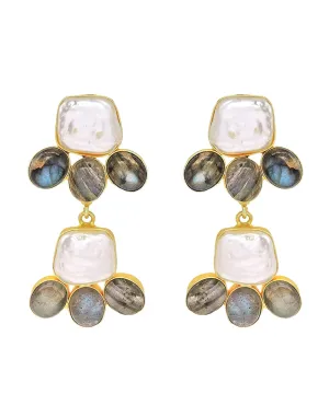 Labaradorite & Pearl Statement Earrings