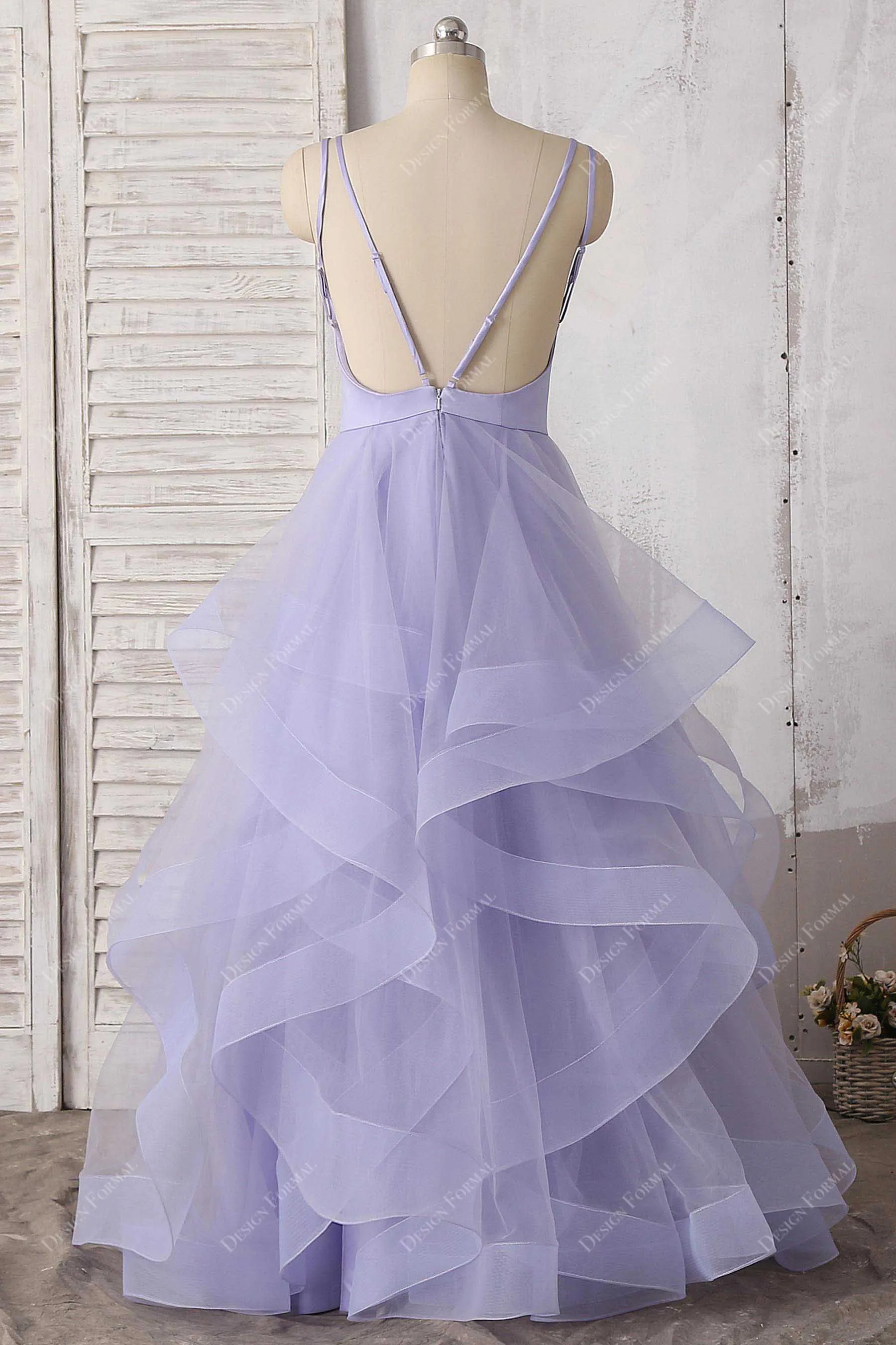 Lavender Tulle Spaghetti Strap Dramatic Layered Prom Sweetheart 16 Dress